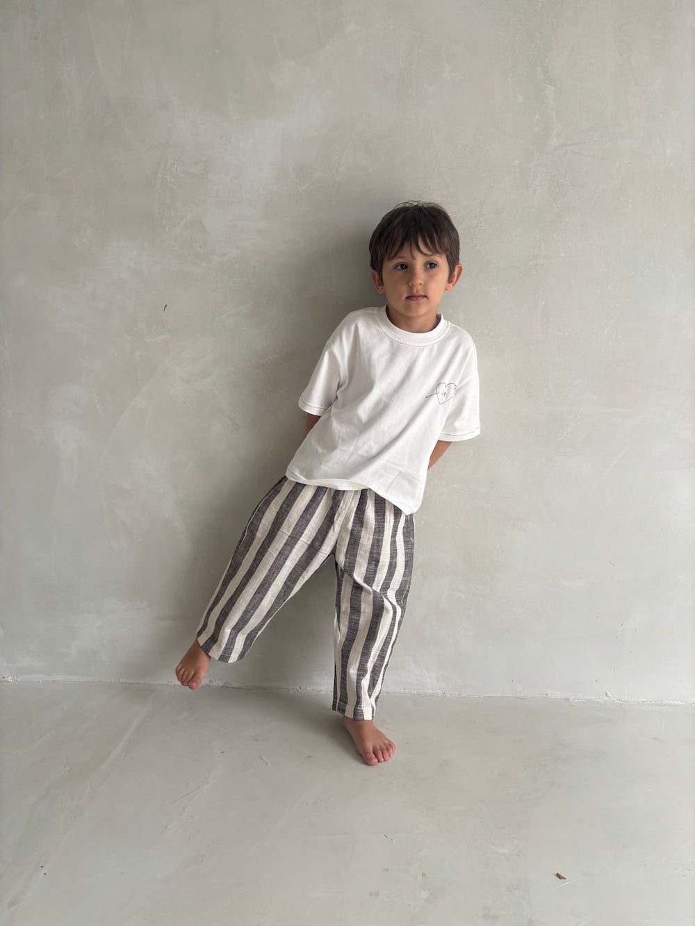 LINEN STRIPE PANTS | CHARCOAL