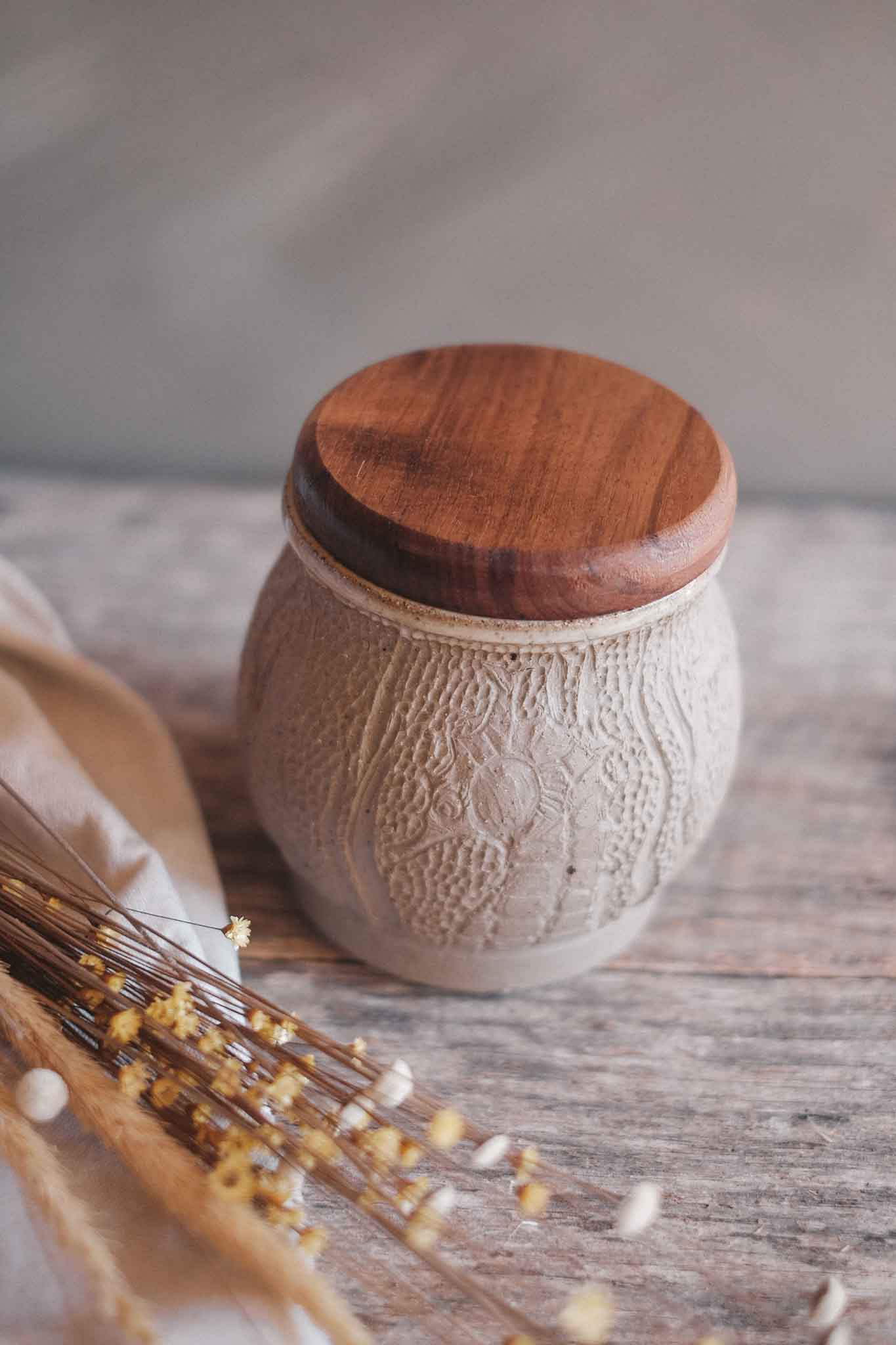 Seahorse Carved Jar with Blackwood Lid — in collaboration with Jane Chapman