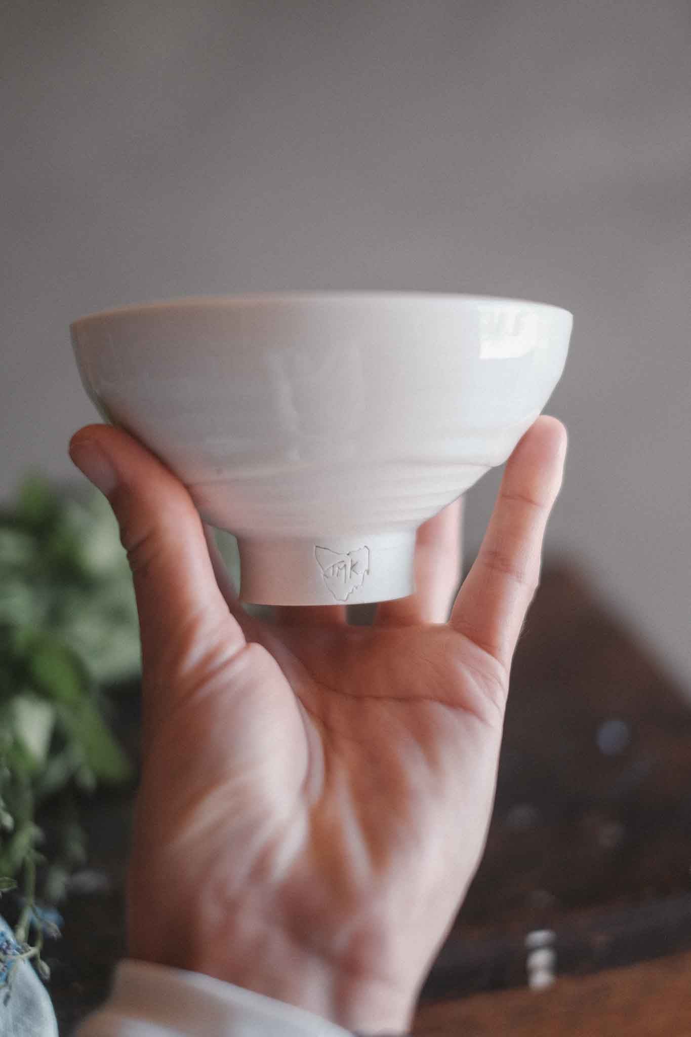Small Pedestal Bowl | Clear Celadon on White Clay
