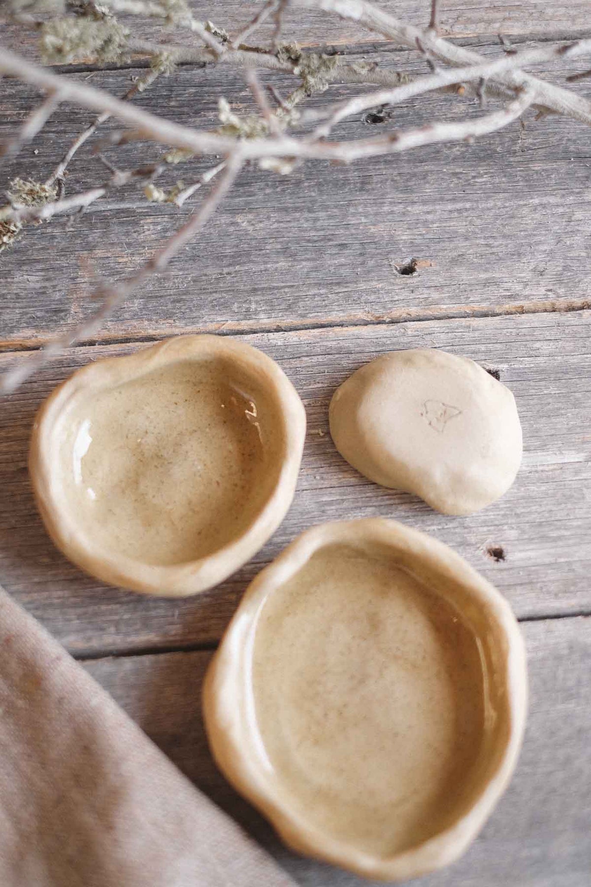 Rock Dishes – Set of 3 – Wild Clay, Clear Glaze