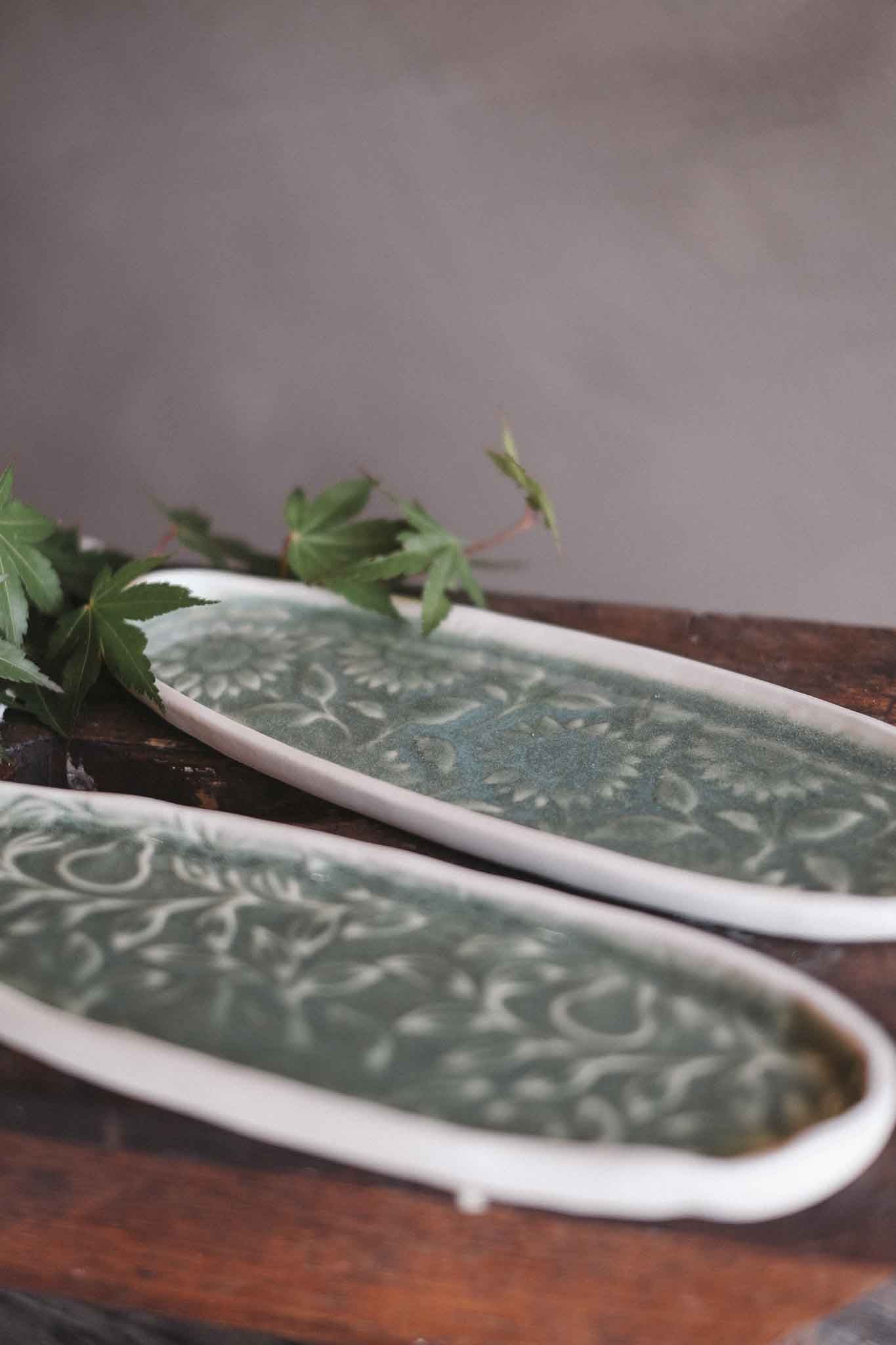 Floral Pattern Oblong Dish