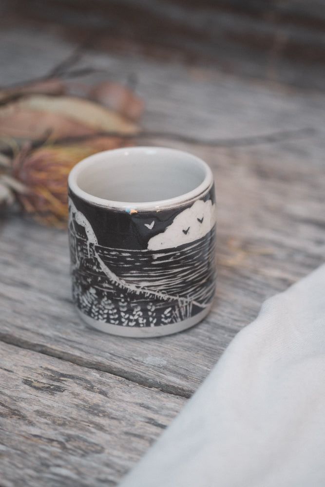 Carved Coastal Scene Latte Cup