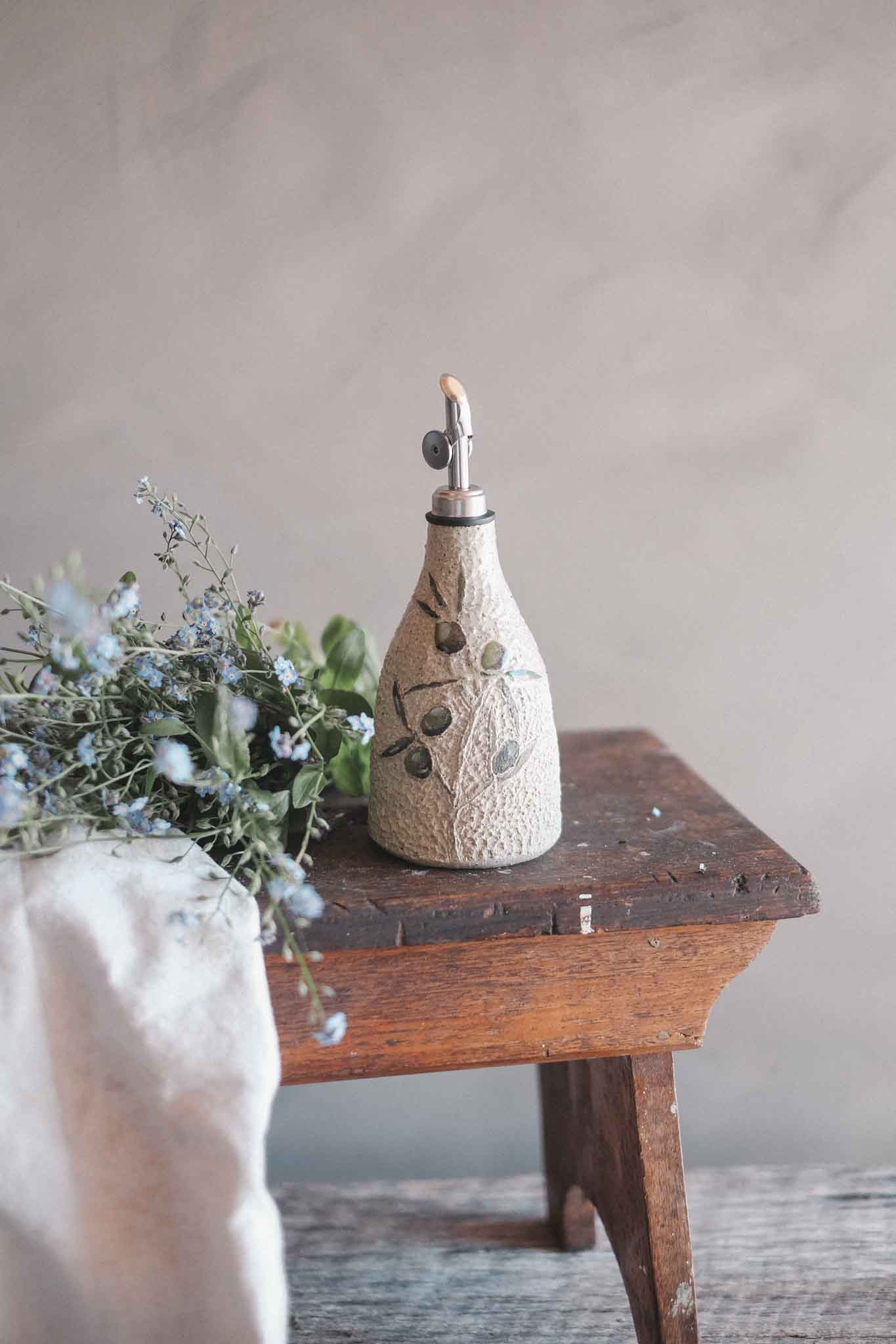 Illustrated Olives Oil Pourer/Cruet - Jane Chapman Collaboration