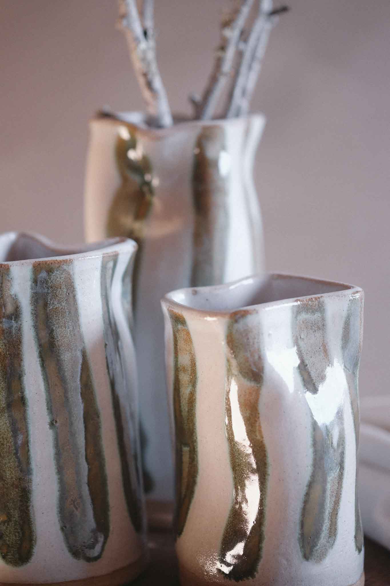 Seaweed Stripe Wabi-Sabi Vase — Small 12cm x 8cm