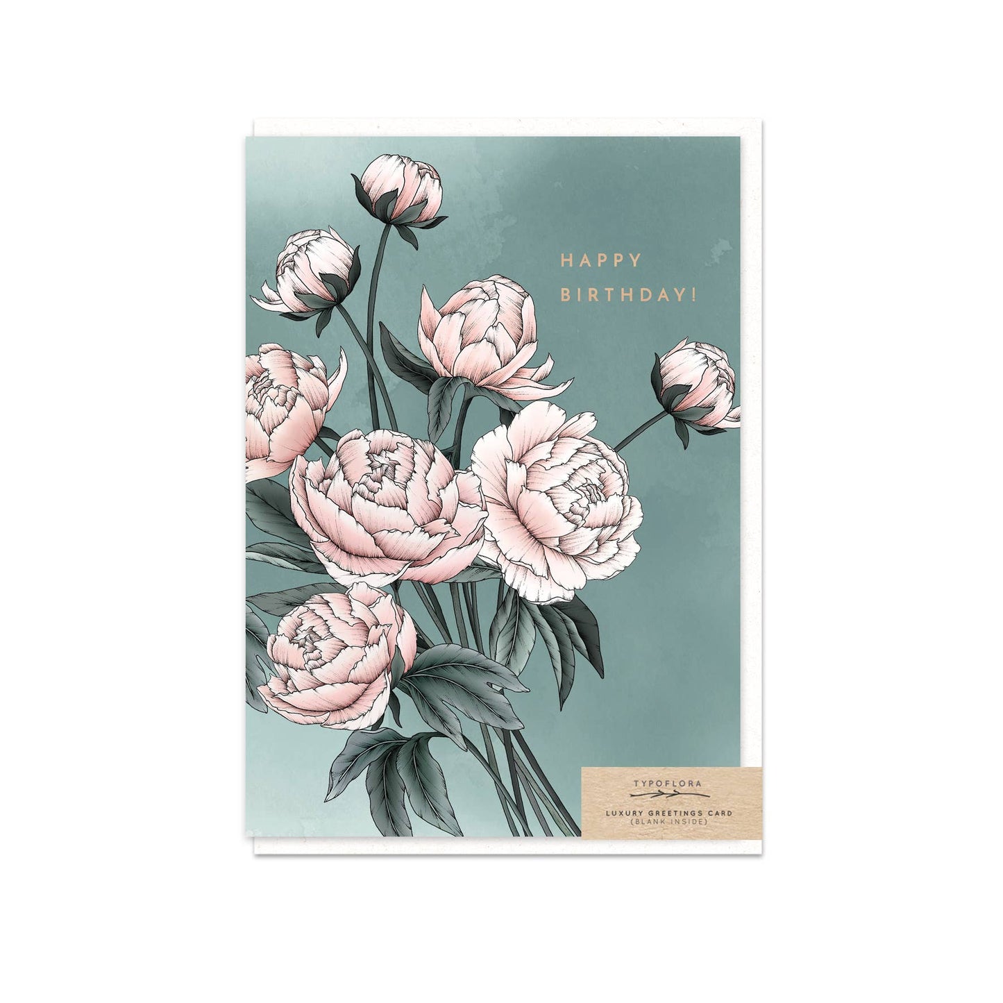 Blue Peony Birthday Card