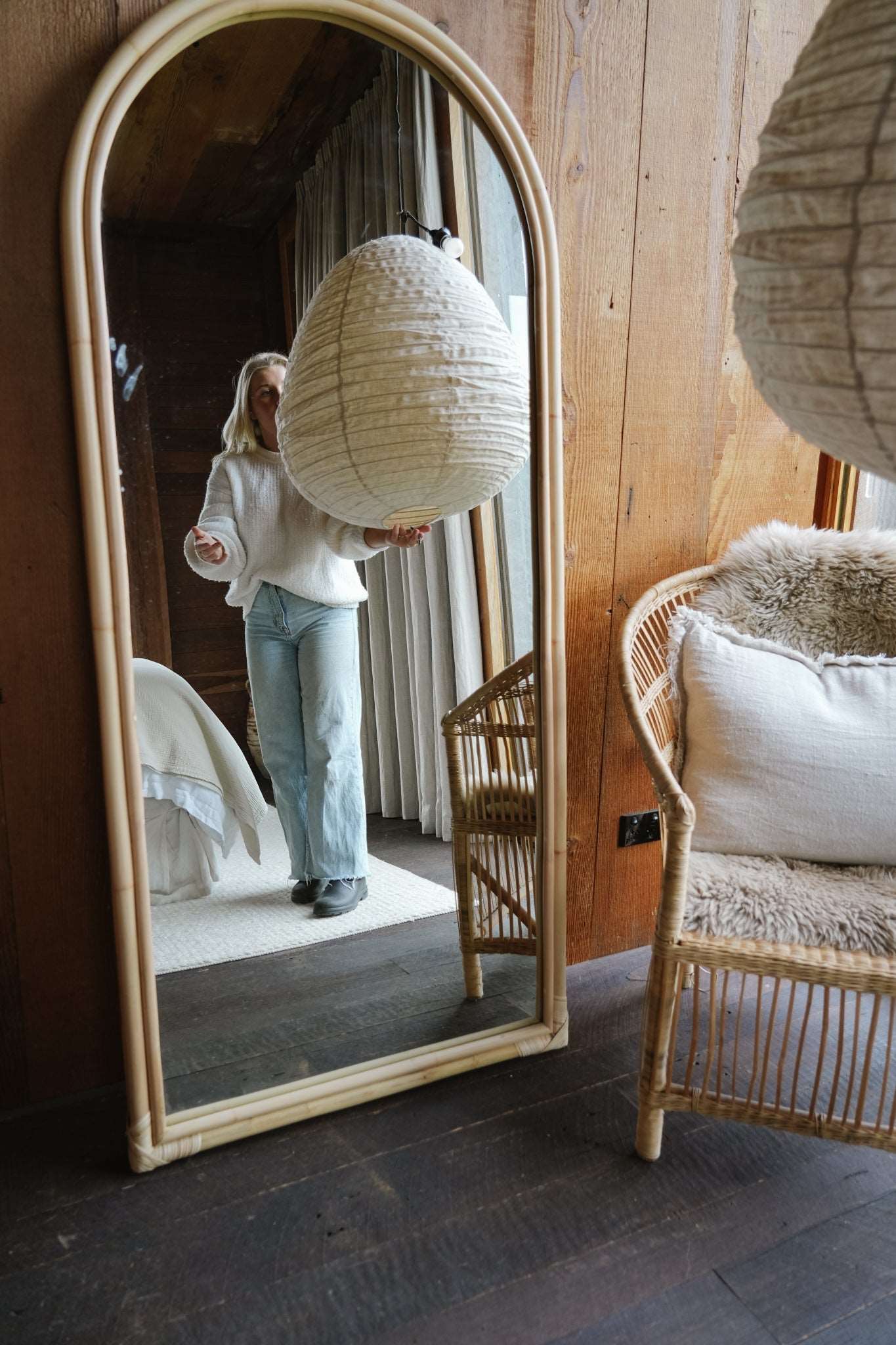 THE ATHENA LINEN PENDANT: White / 60cm / Pear