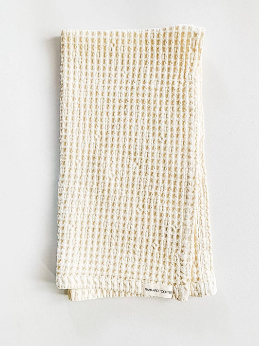 100% Organic Cotton Rustic Waffle Tea Towel - Cream