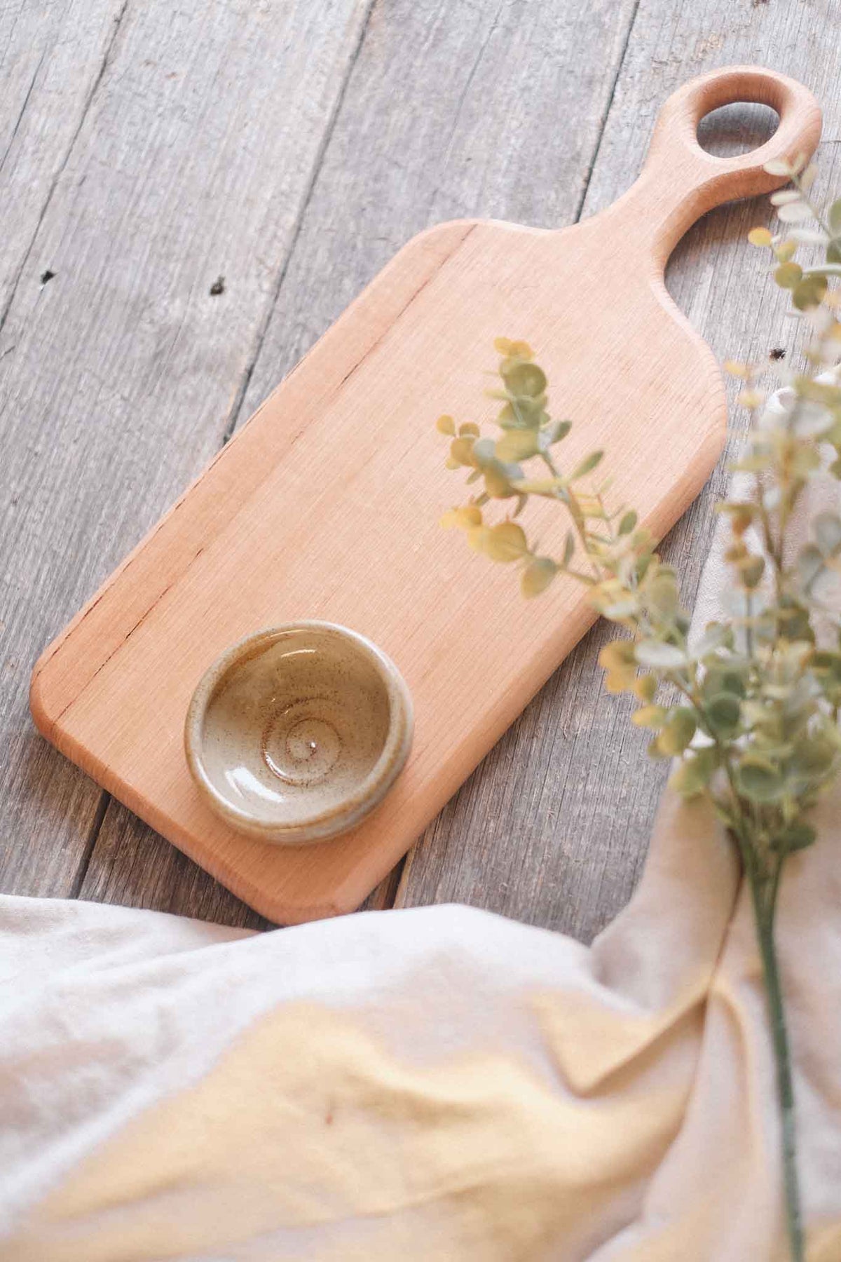 Serving Board w/ Wild Clay Bowl — 45cm x 18cm