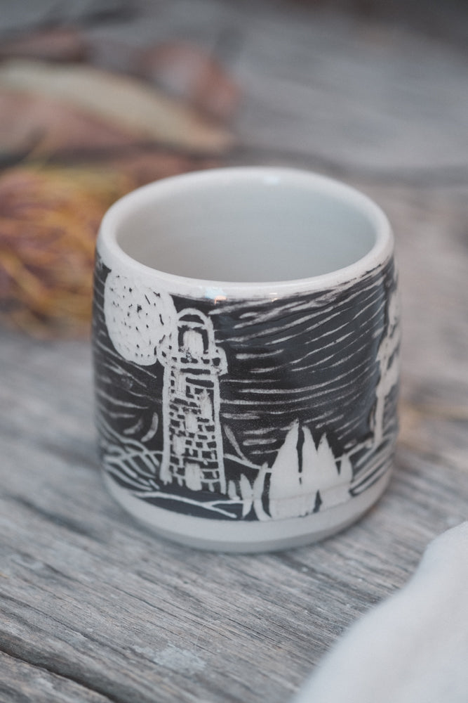 Carved Coastal Scene Latte Cup