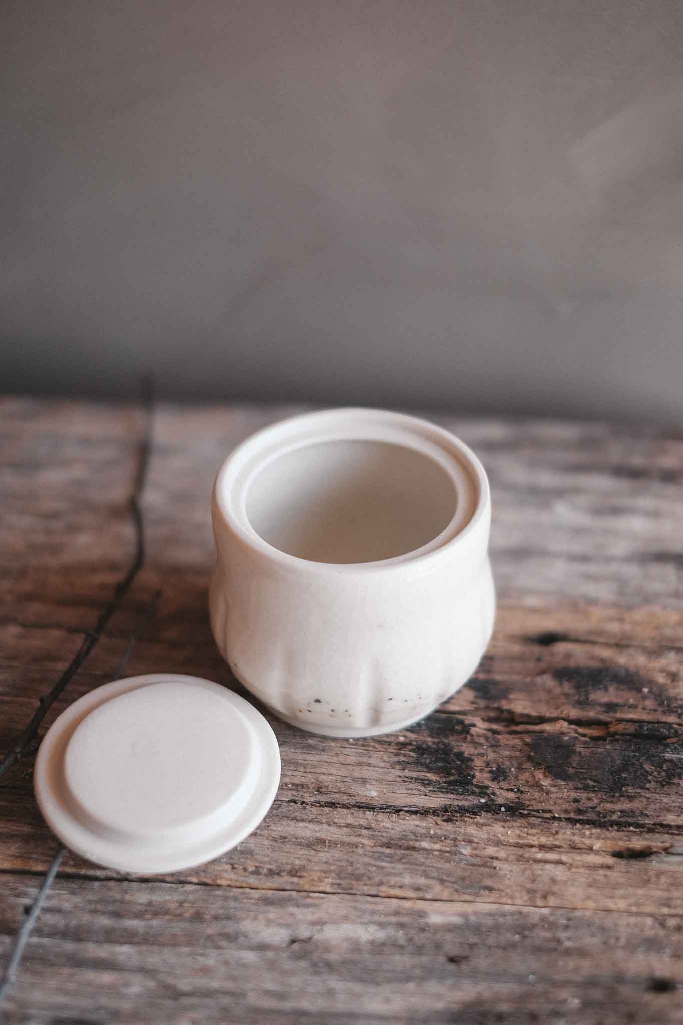 White Stoneware Jar — Snowflake Crackle Glaze