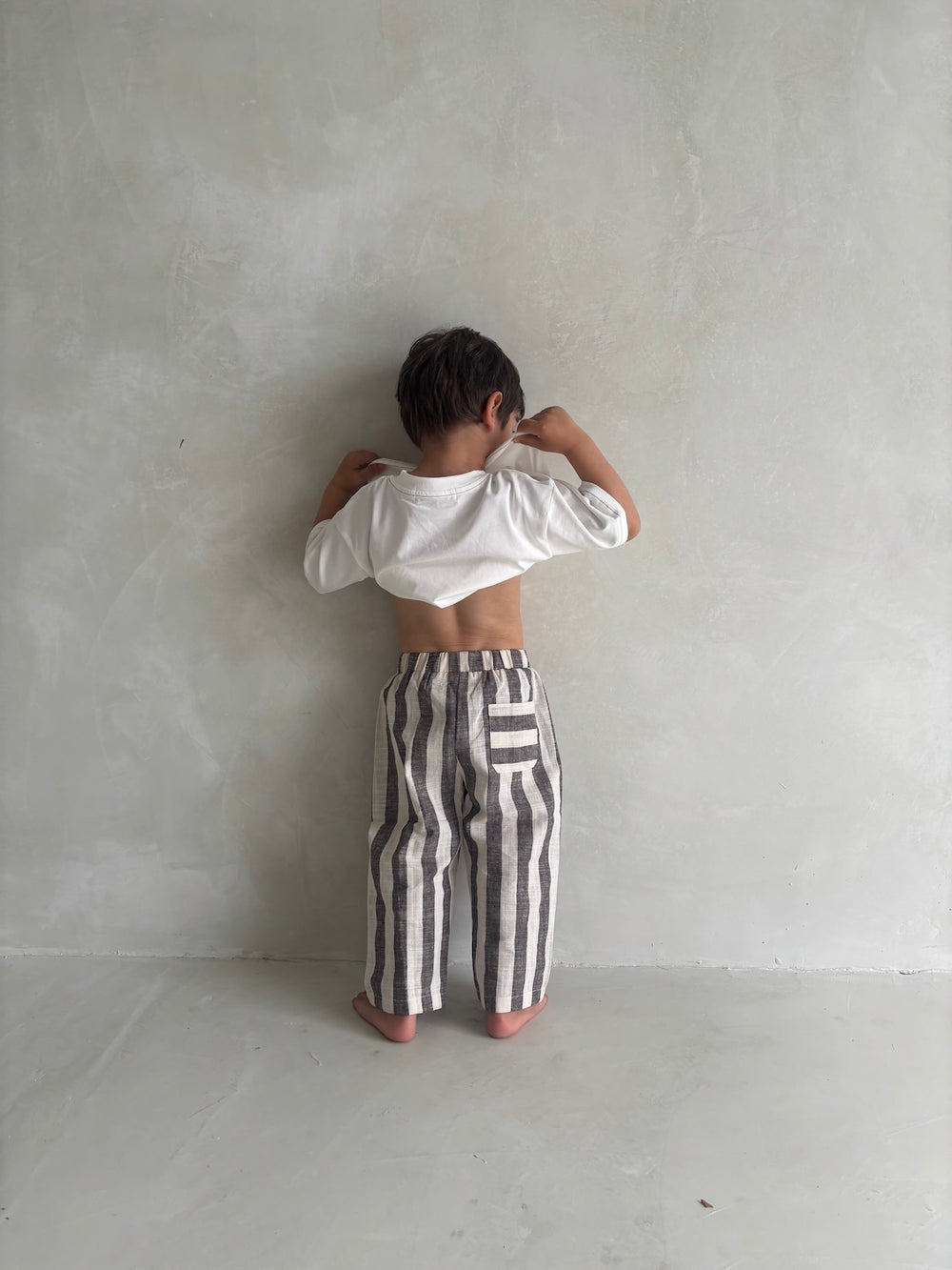 LINEN STRIPE PANTS | CHARCOAL