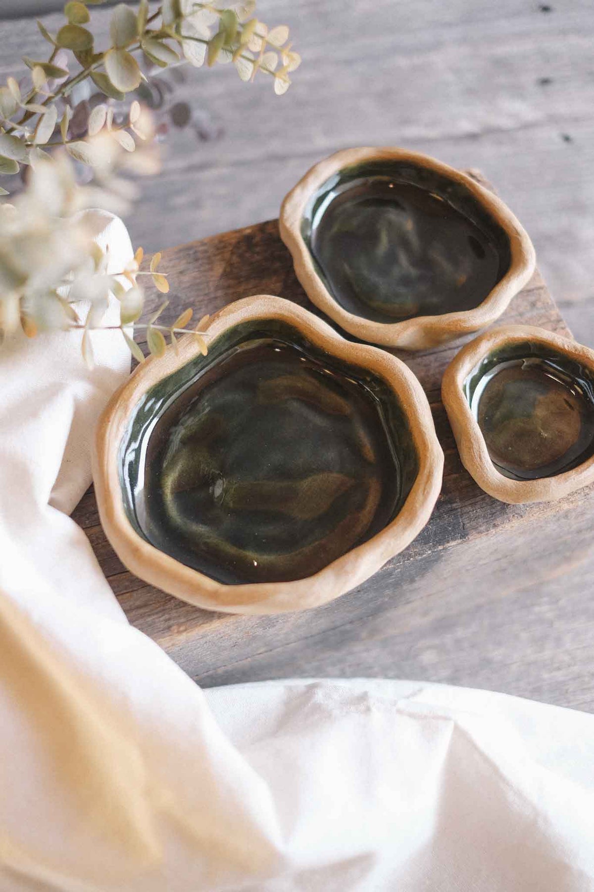 Rock Dish – Jade – Set of 3