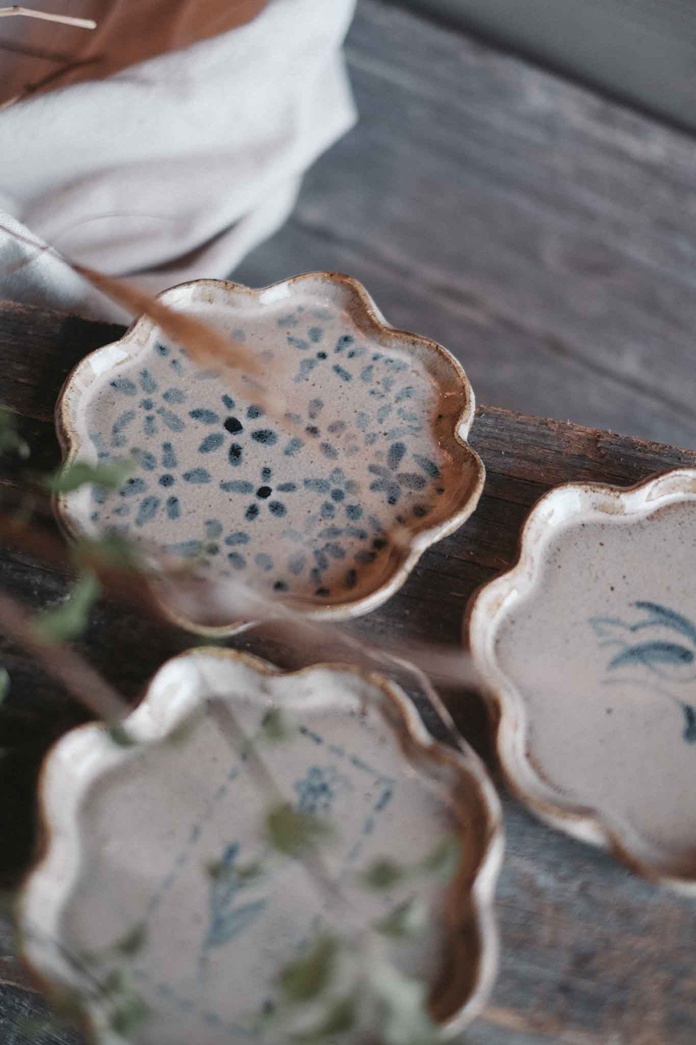 Botanical — Flower Plate — Blue Oxide Wash