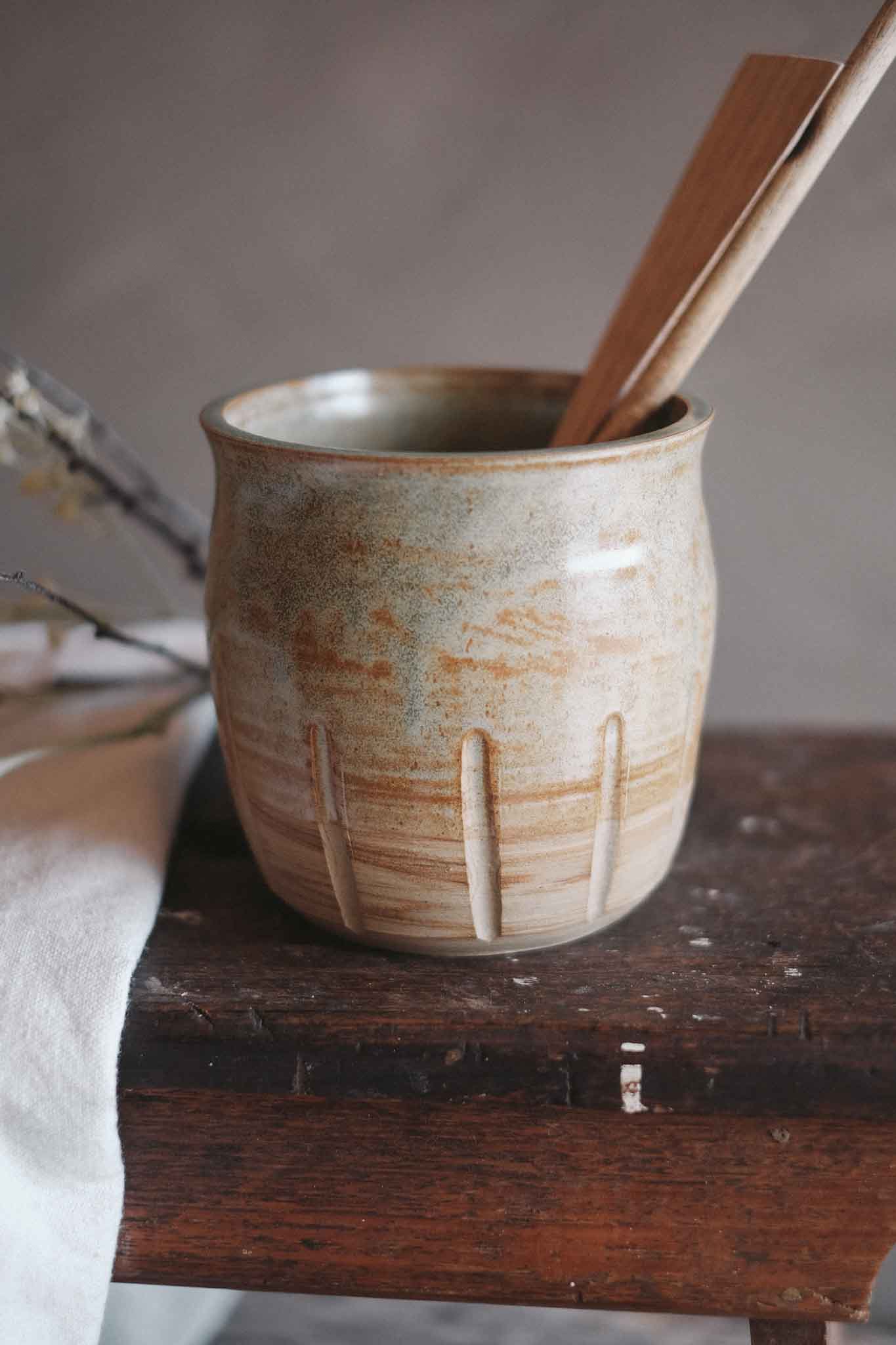 Sage-Glazed Utensil Holder