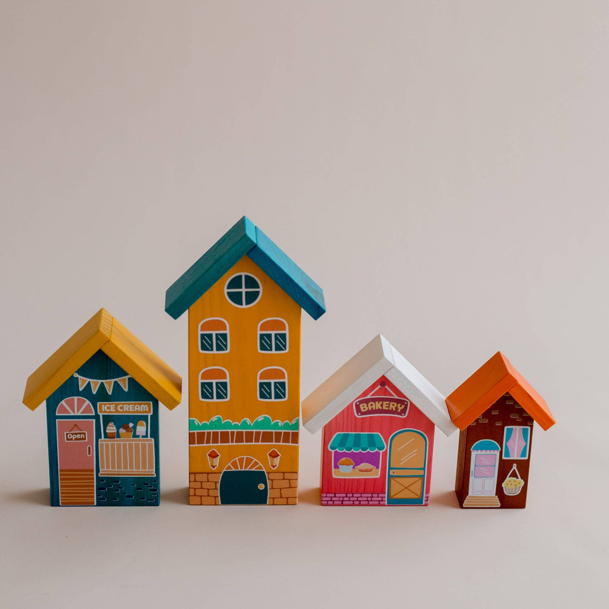 Wooden Play House Set of 4