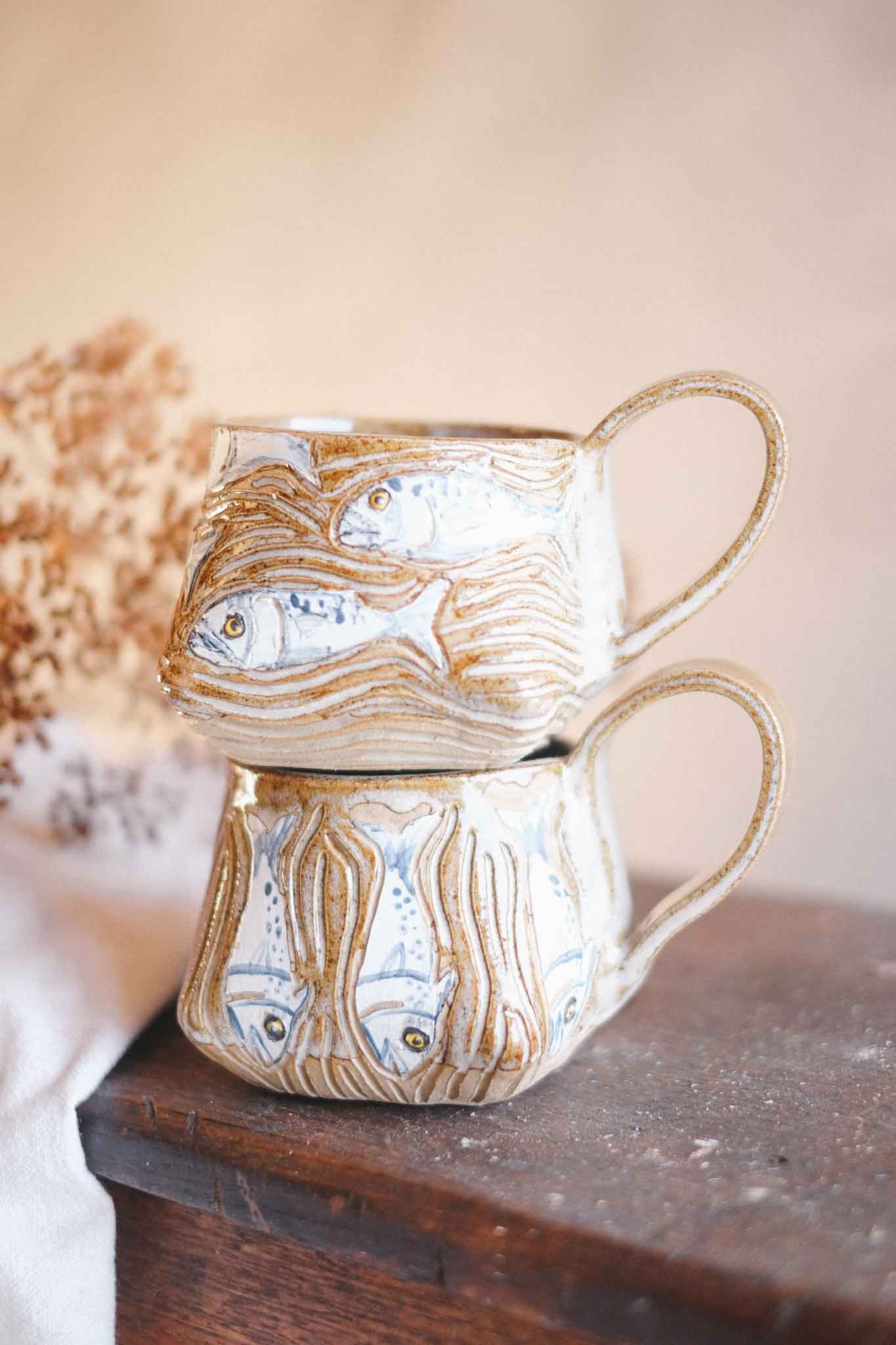 White Fishies Mug — Jane Chapman Collaboration —  300ml