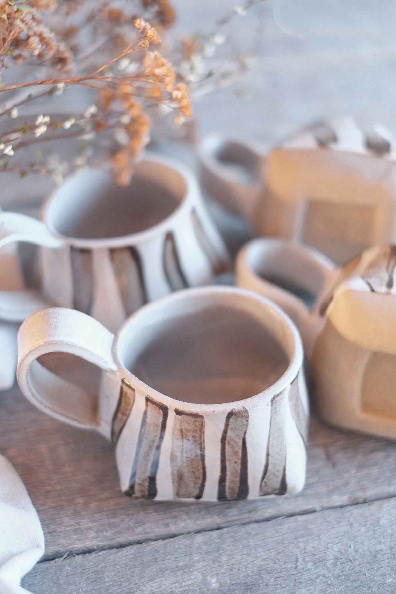 The Folded Mug — Brown Striped 300ml