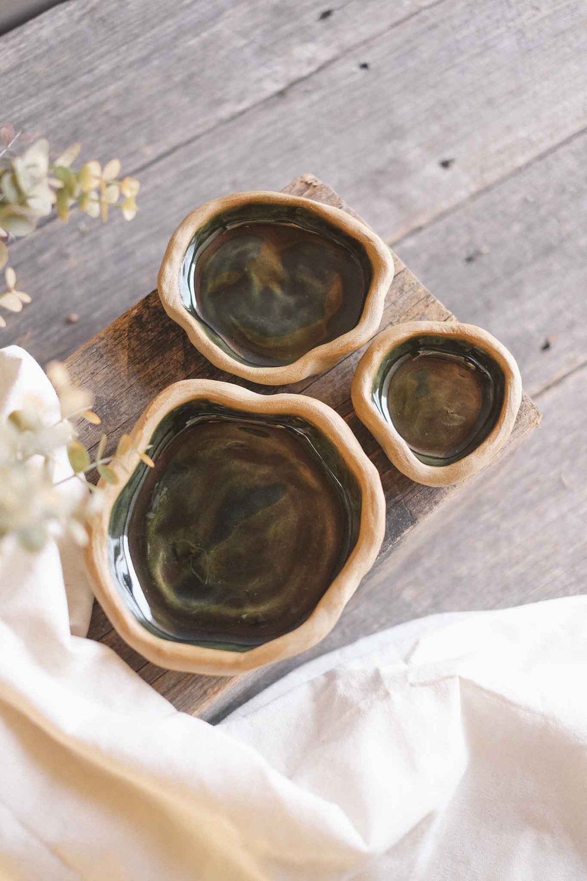 Rock Dish – Jade – Set of 3
