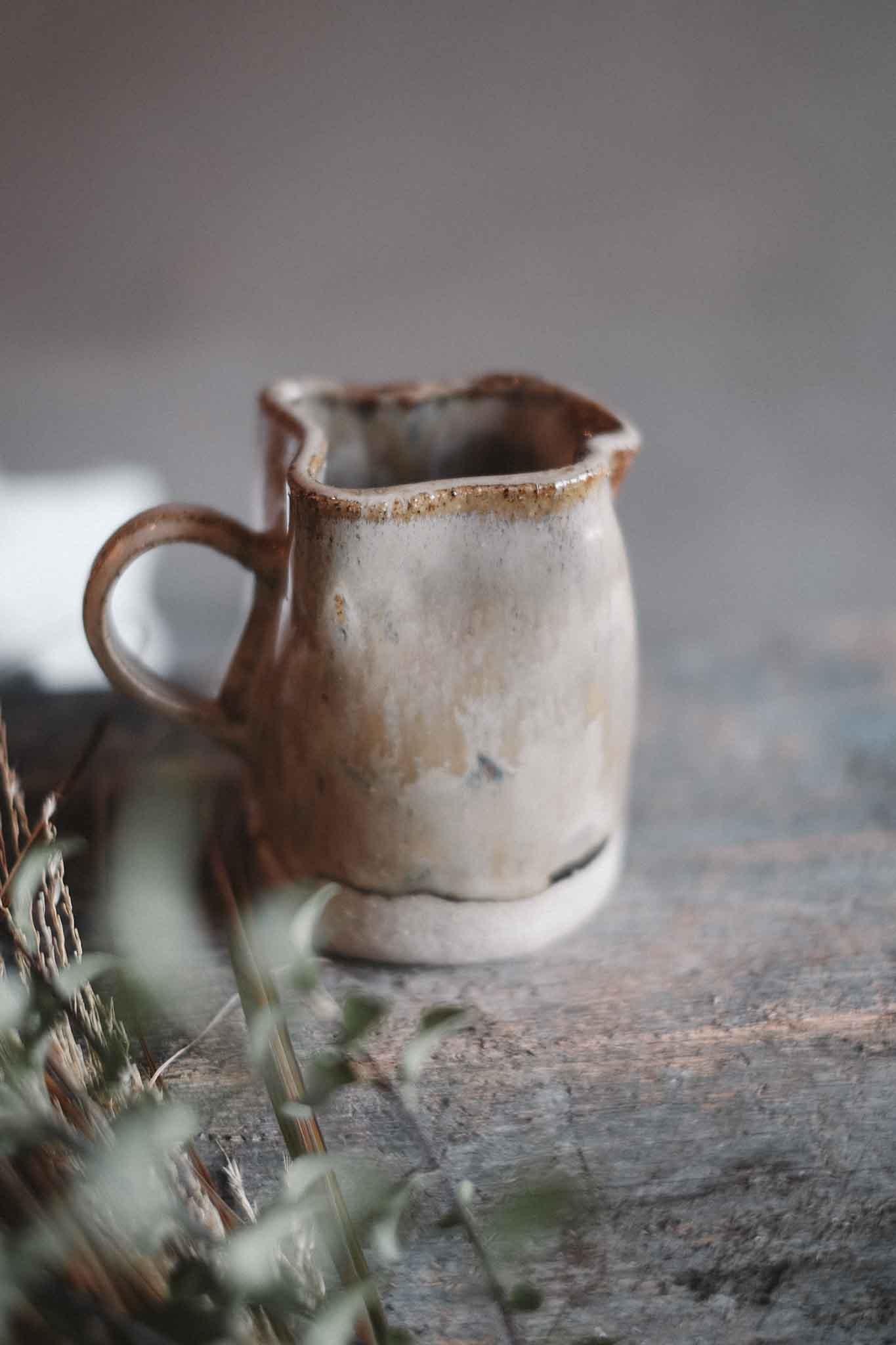 Handled Ruffle Vase — Wabi-Sabi Milk Jug Form — Small