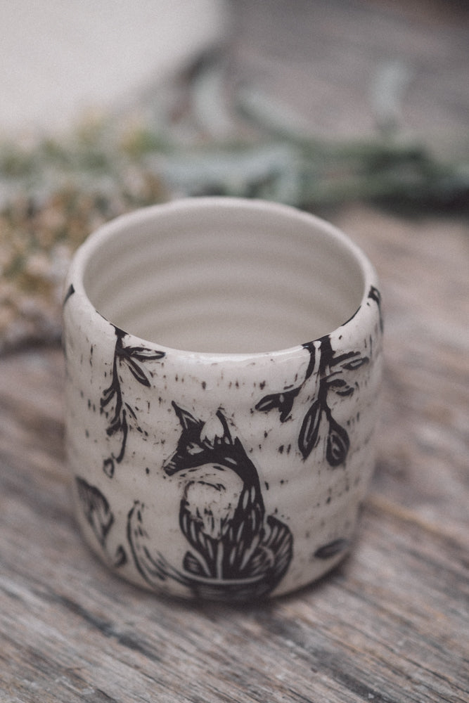 Foxes Hand Carved Latte Cup