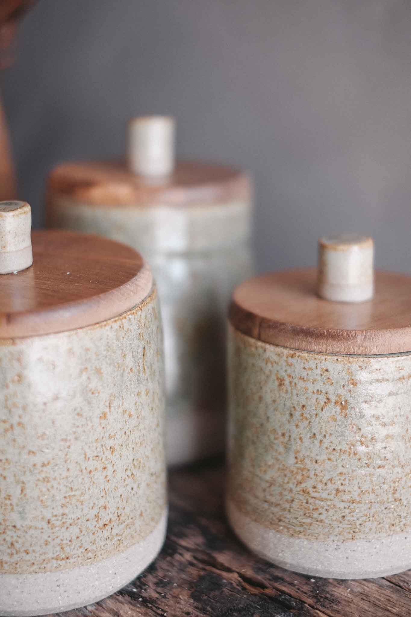 Jars w/ Sassafras Lid and Ceramic Knob