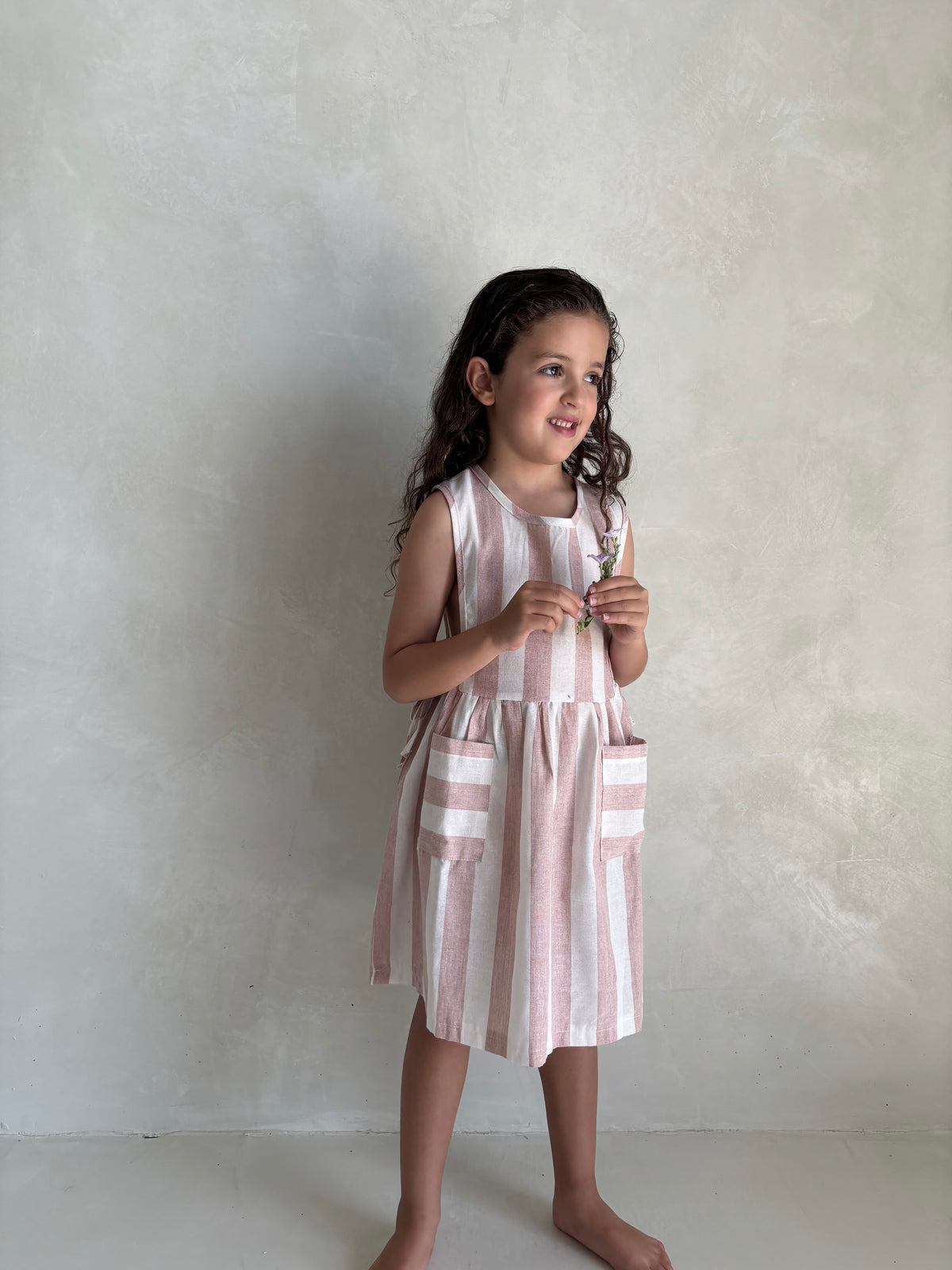 LINEN STRIPE DRESS | BLUSH