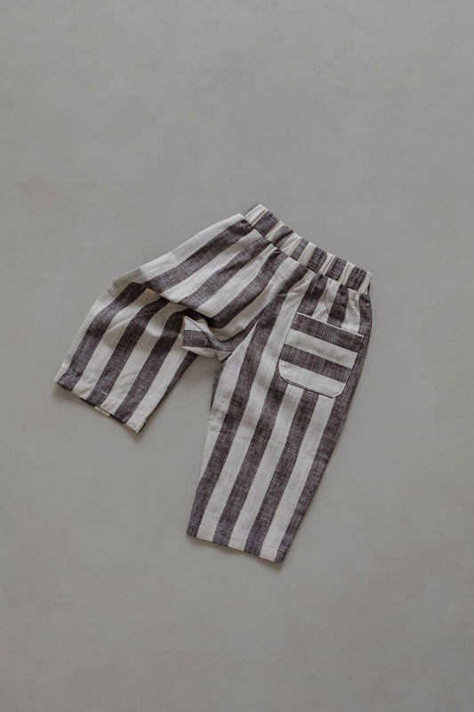 LINEN STRIPE PANTS | CHARCOAL