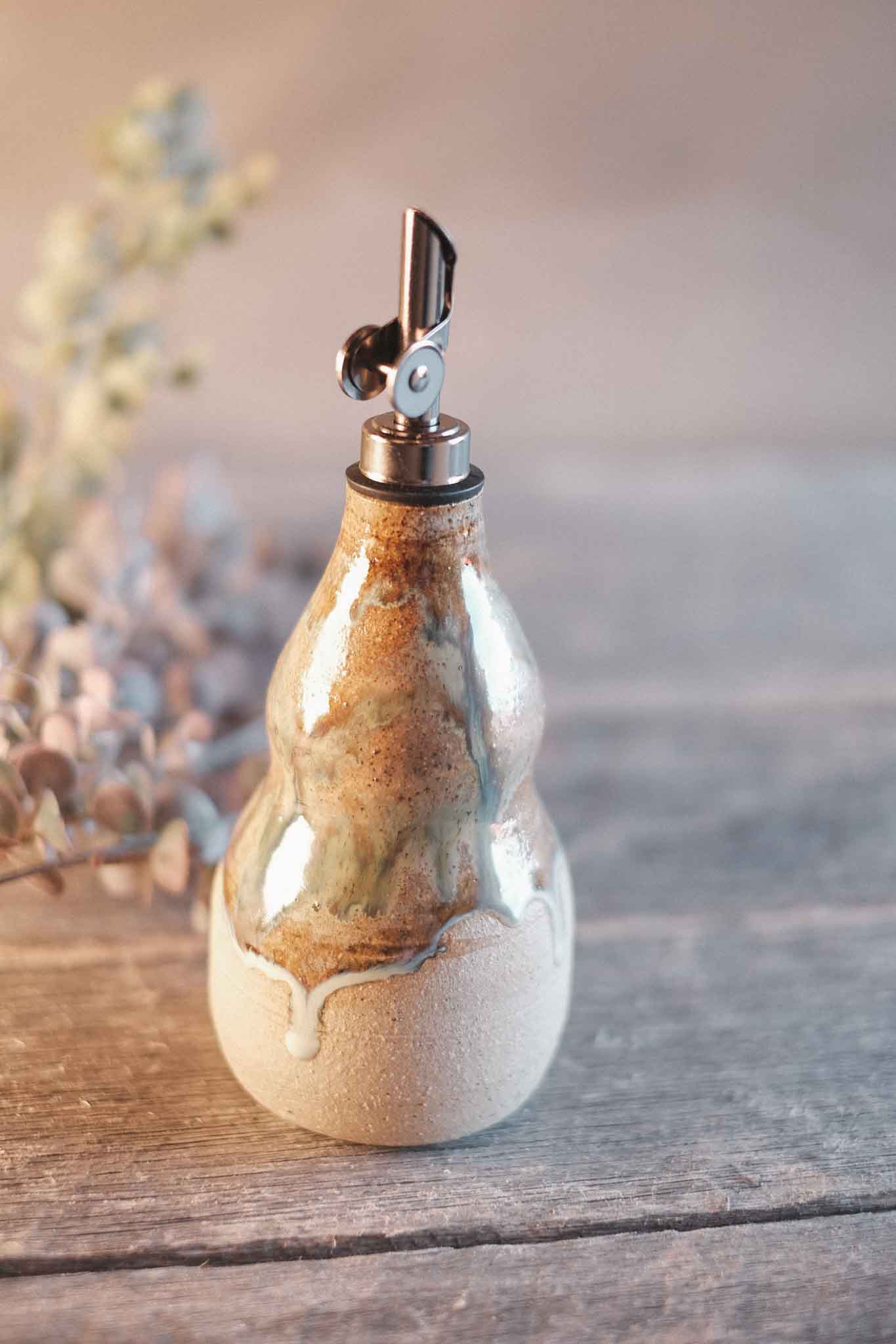 Wild Clay Oil Cruet/ Pourer– Handcrafted Elegance — Opal