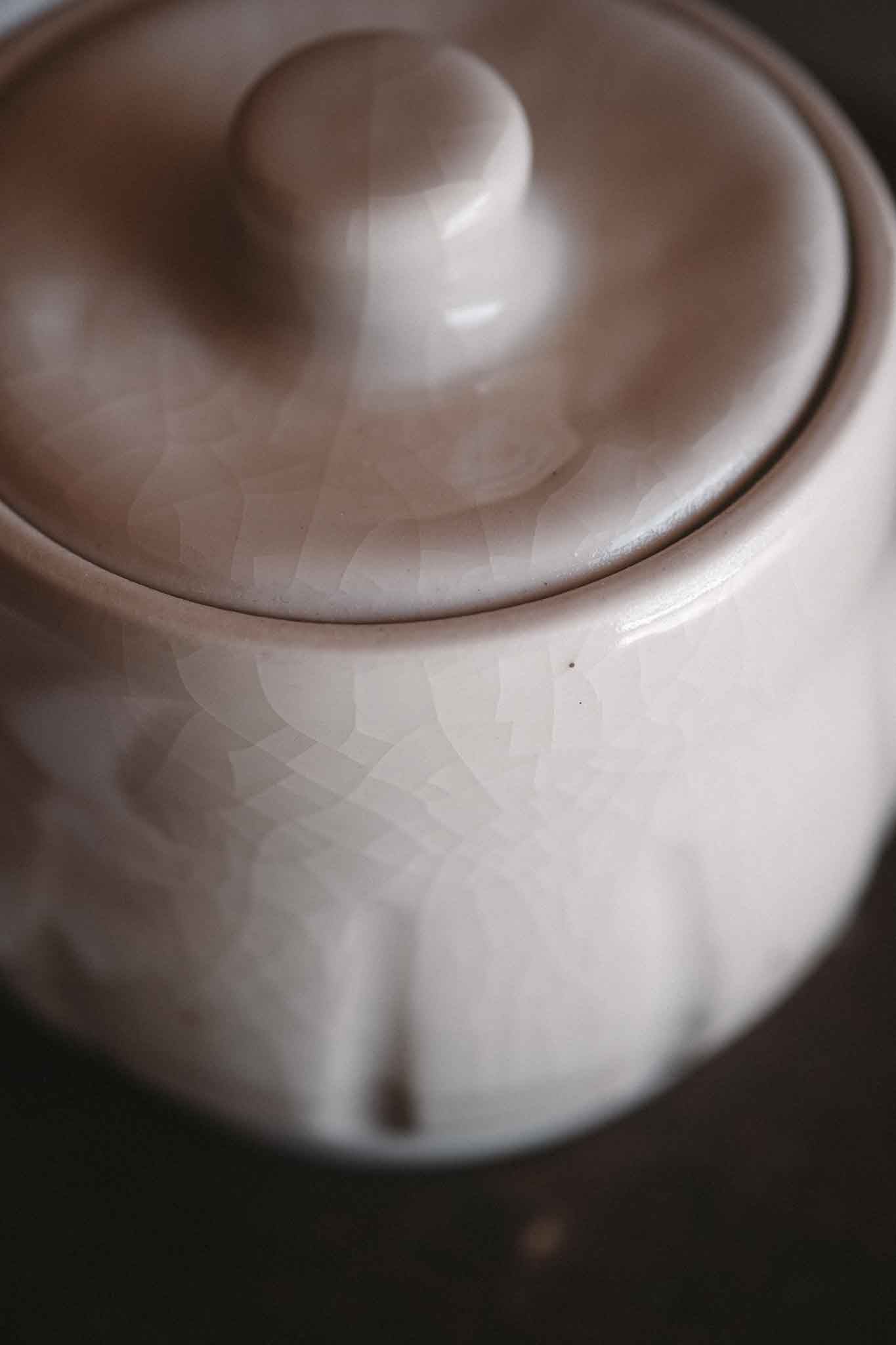 White Stoneware Jar — Snowflake Crackle Glaze