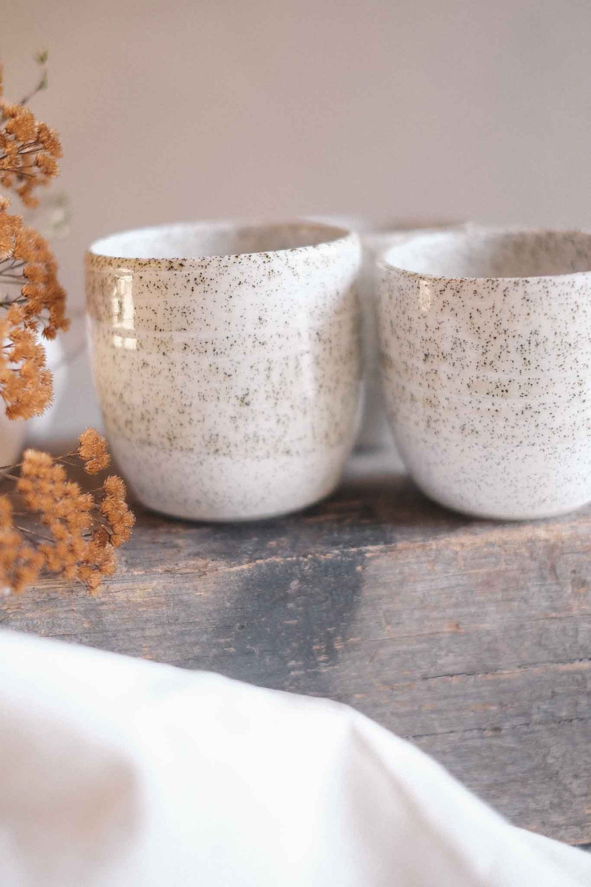 Latte – White Speckle with Crackle Glaze