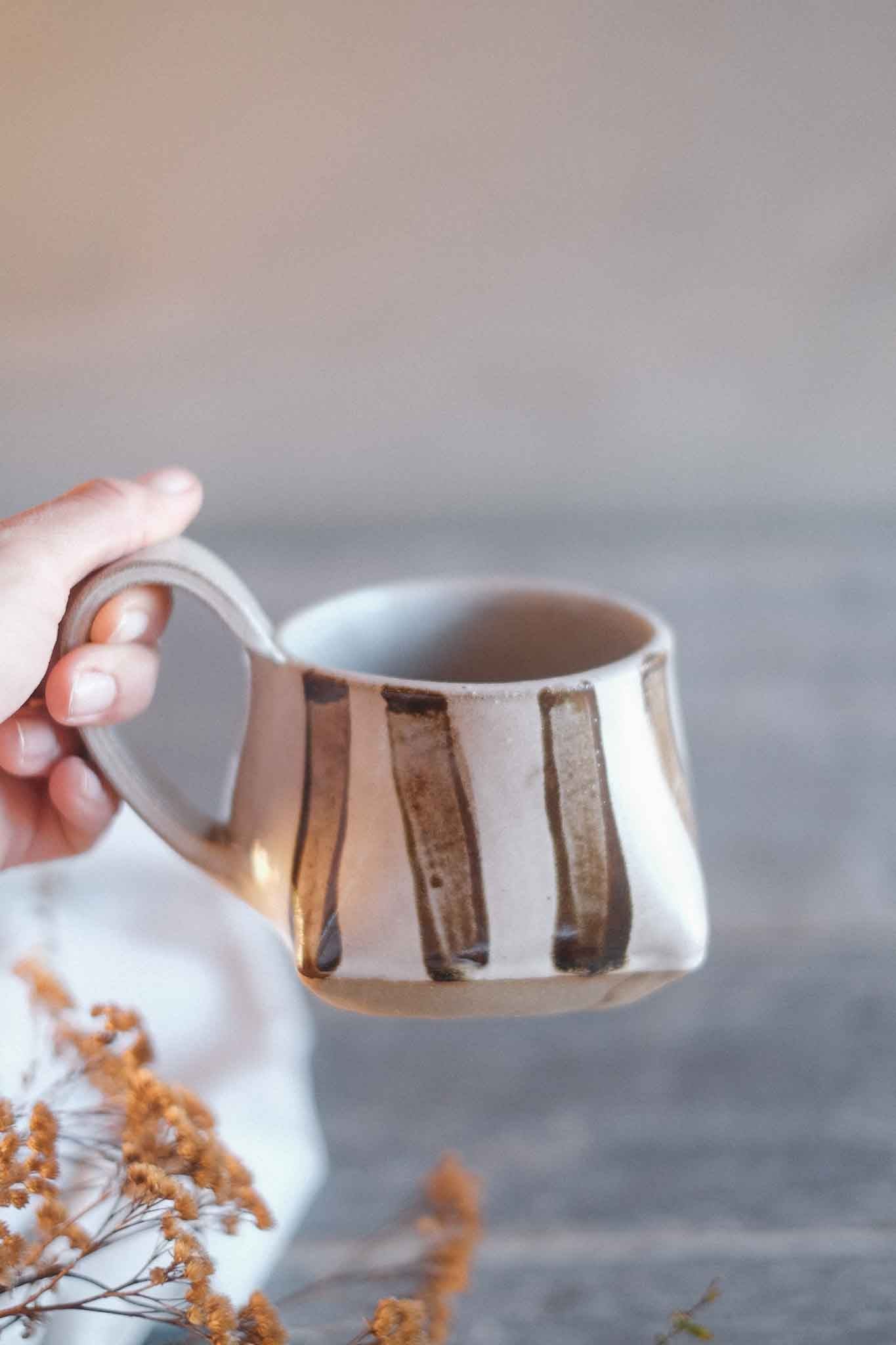 The Folded Mug — Brown Striped 300ml