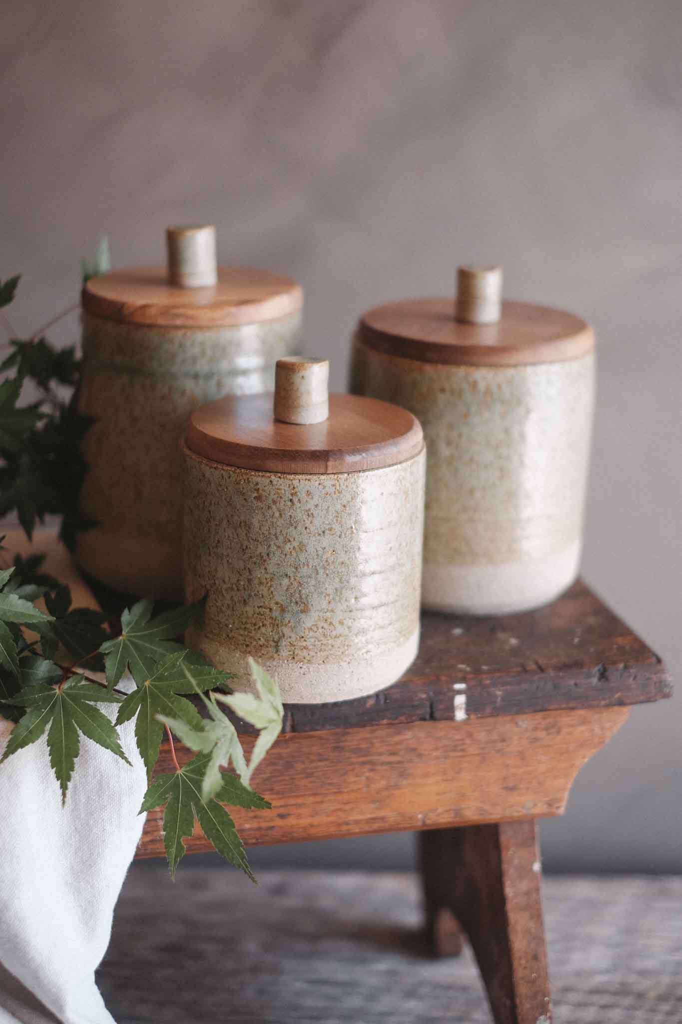 Jars w/ Sassafras Lid and Ceramic Knob