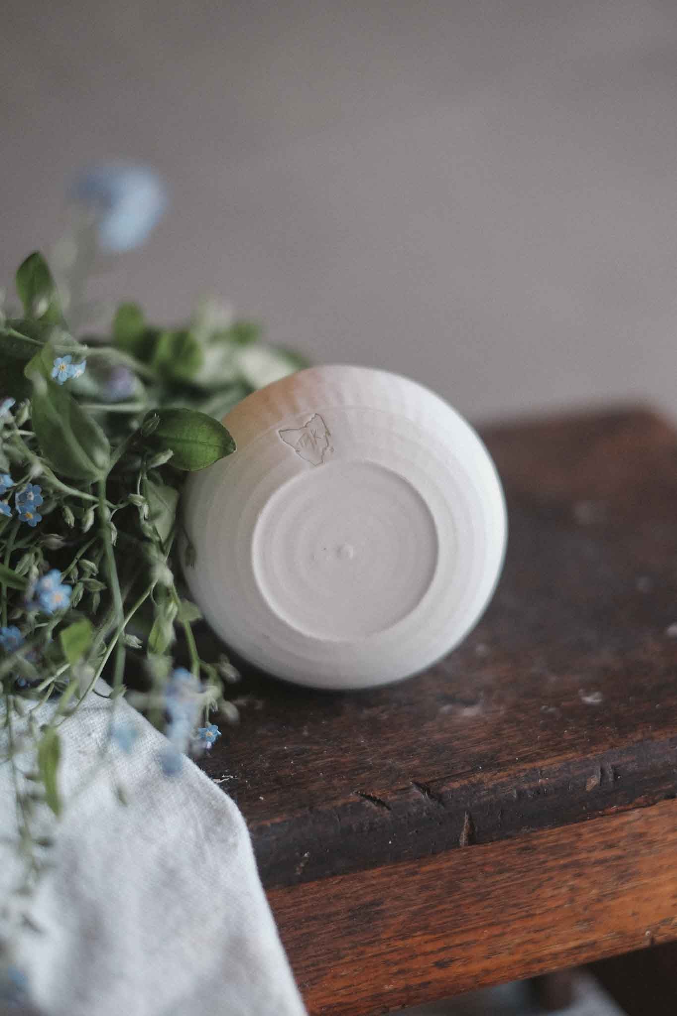 White Rounded Vase | Small | Clear Celadon on White Clay