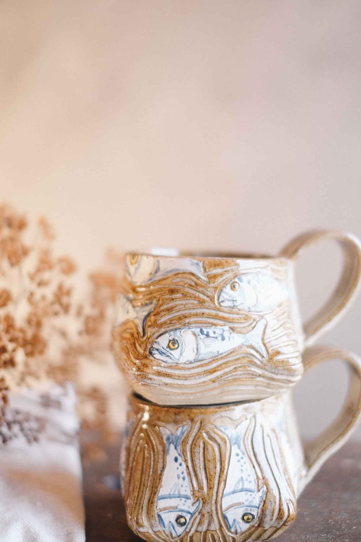 White Fishies Mug — Jane Chapman Collaboration —  300ml