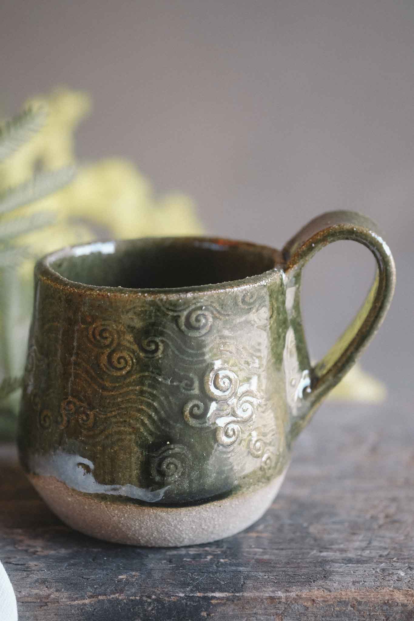 Handbuilt Ceramic Mug — Jade Pattern