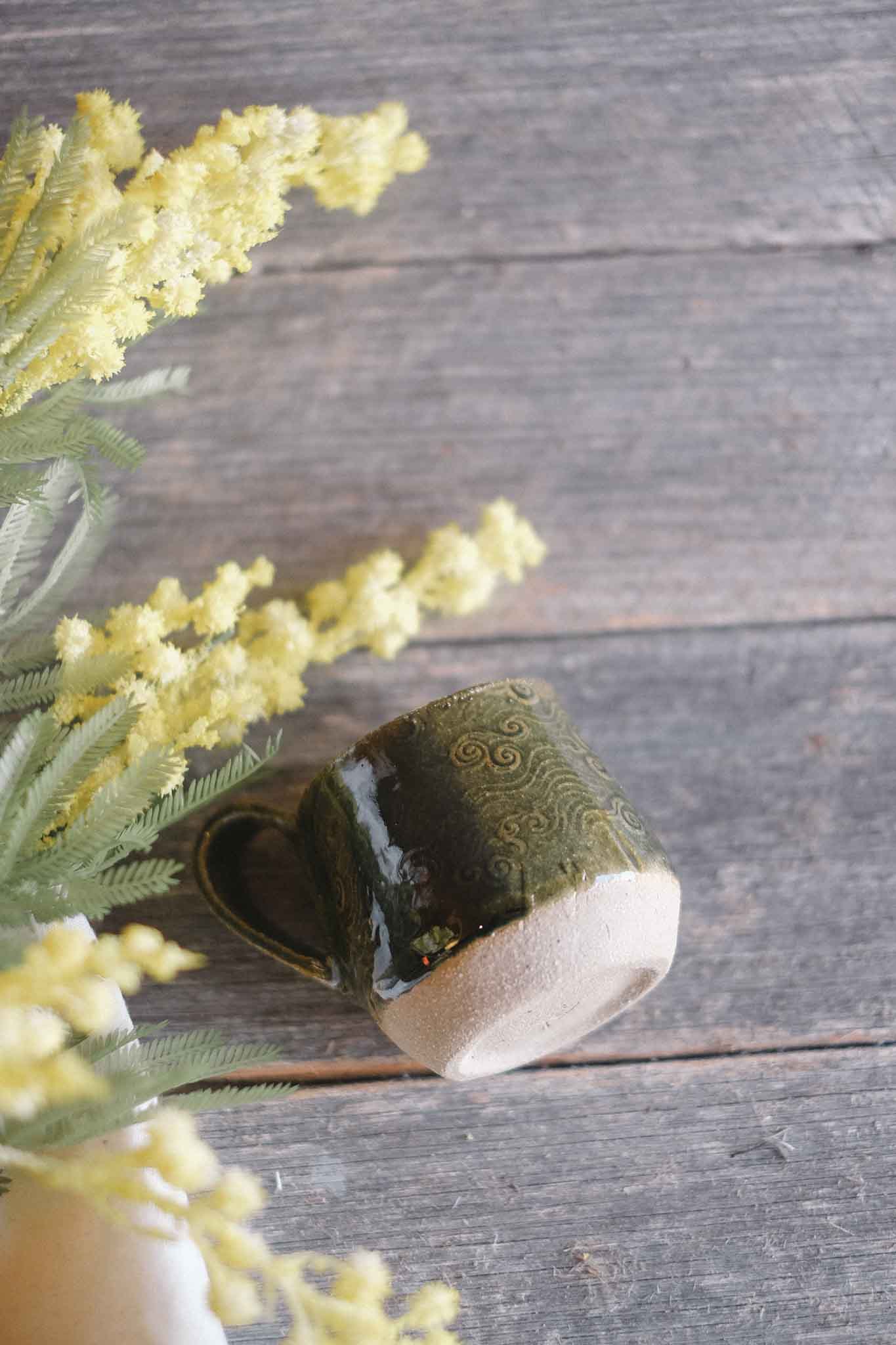 Handbuilt Ceramic Mug — Jade Pattern