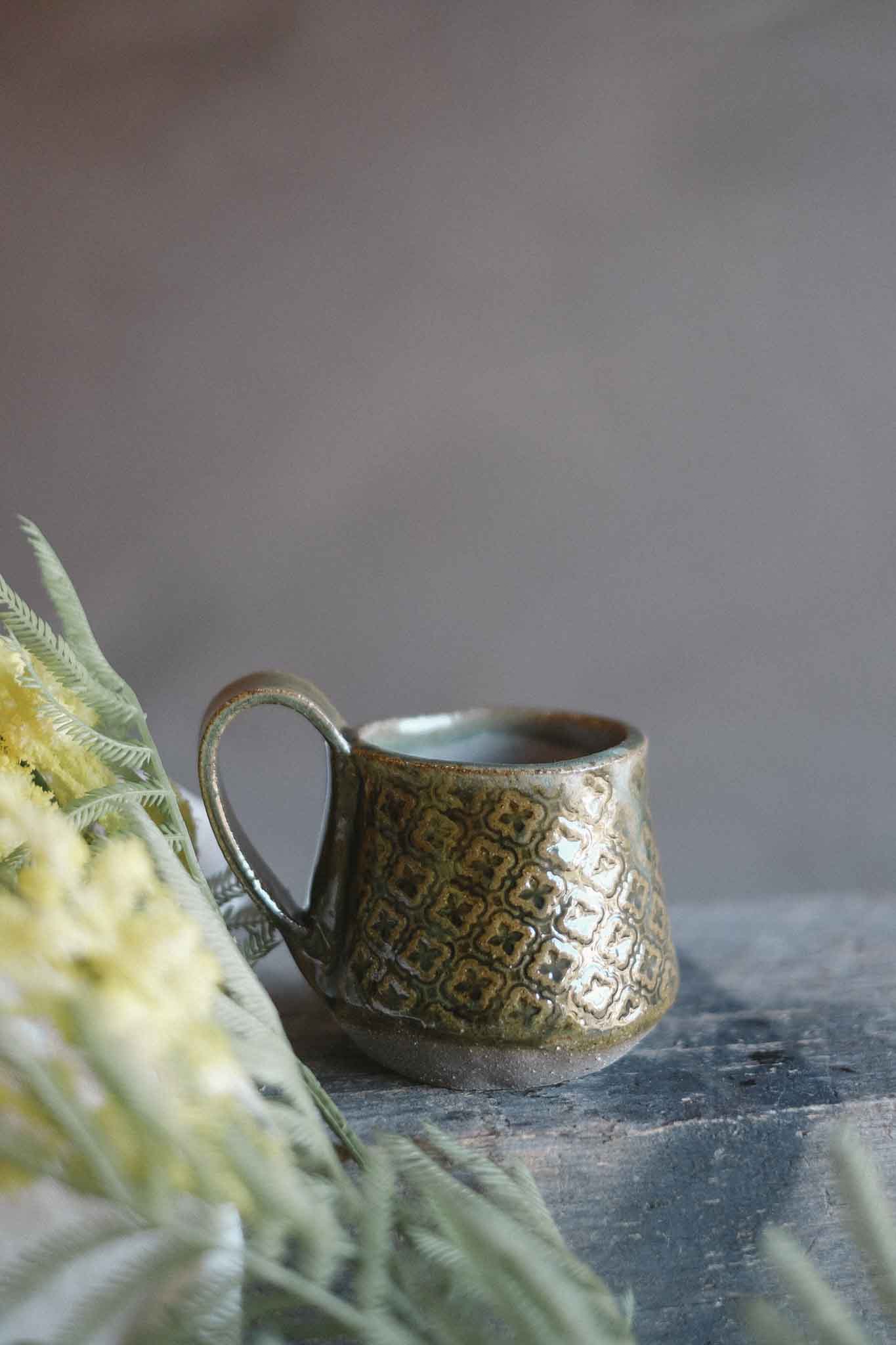 Handbuilt Ceramic Mug — Jade Pattern