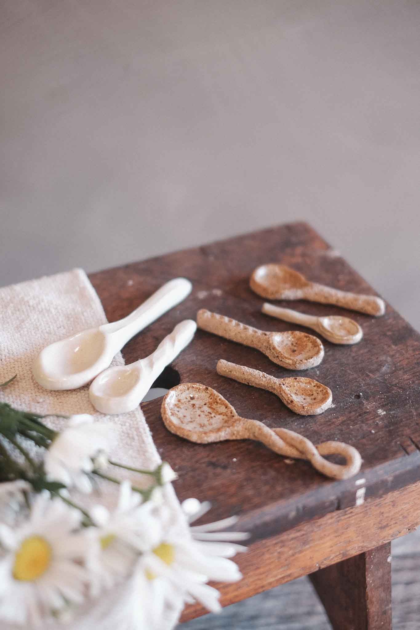 Various Handmade Clay Spoon | For Salts & Herbs