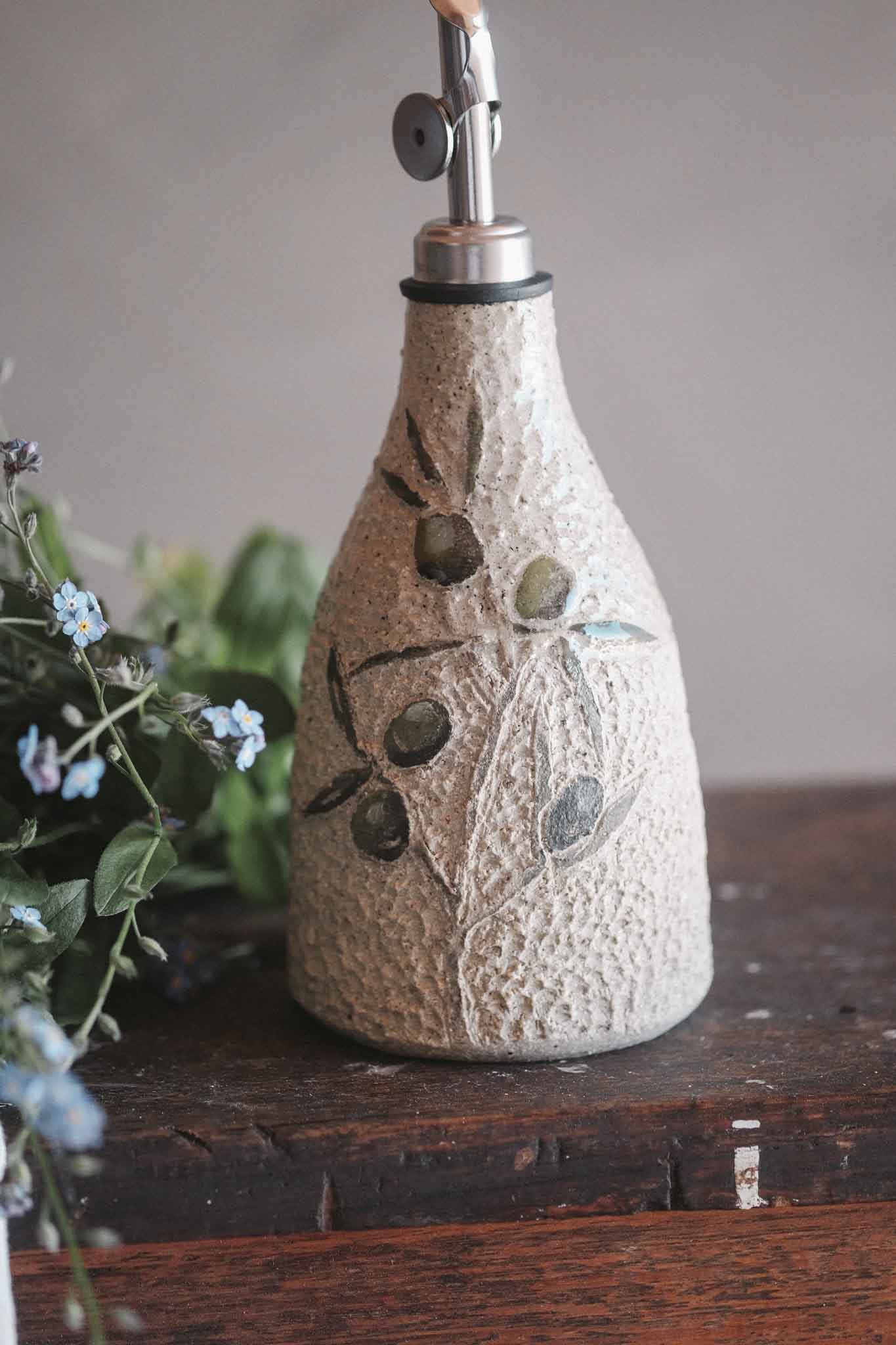 Illustrated Olives Oil Pourer/Cruet - Jane Chapman Collaboration