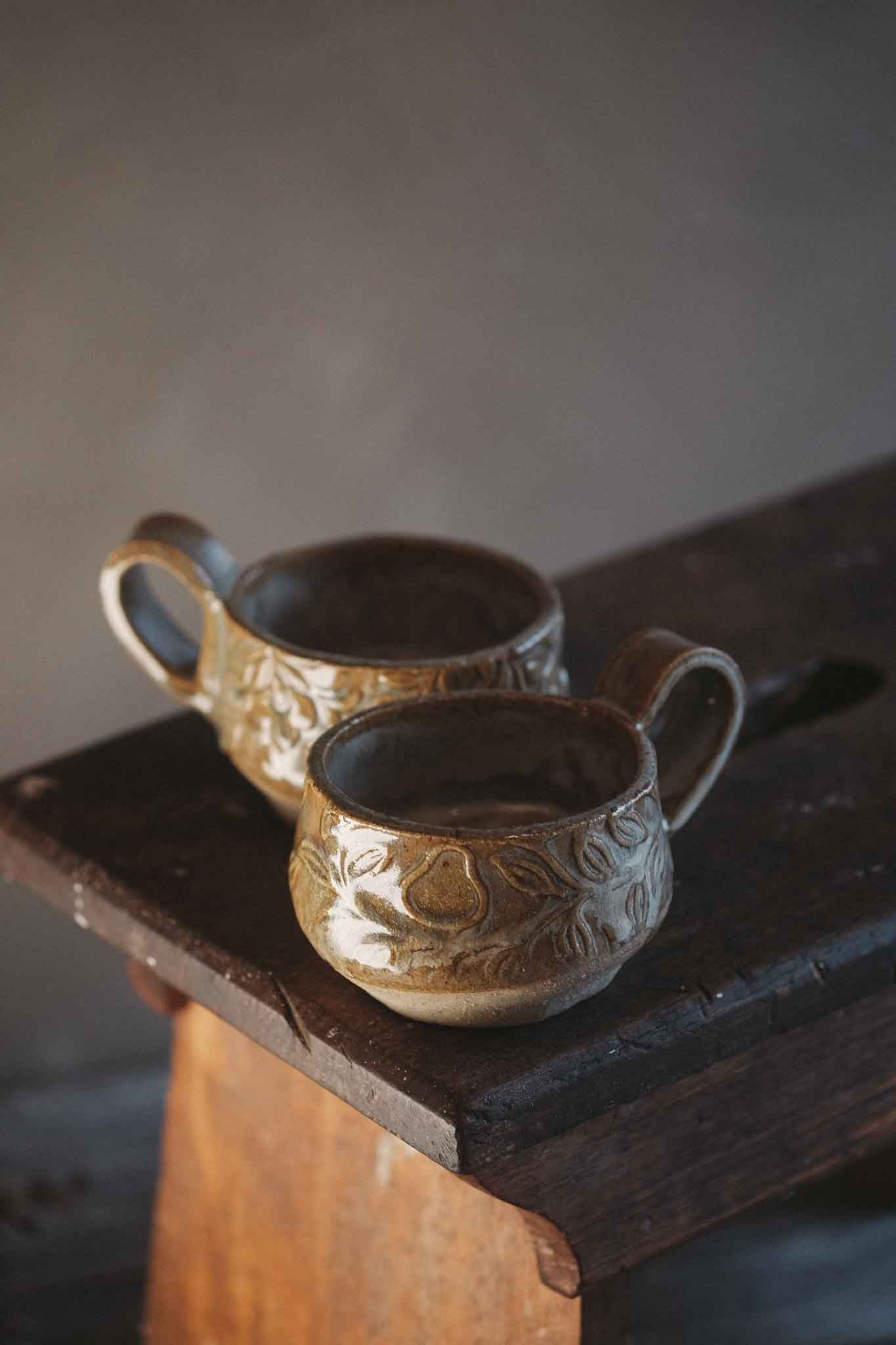 Round Handmade Ceramic Mug — Pattern
