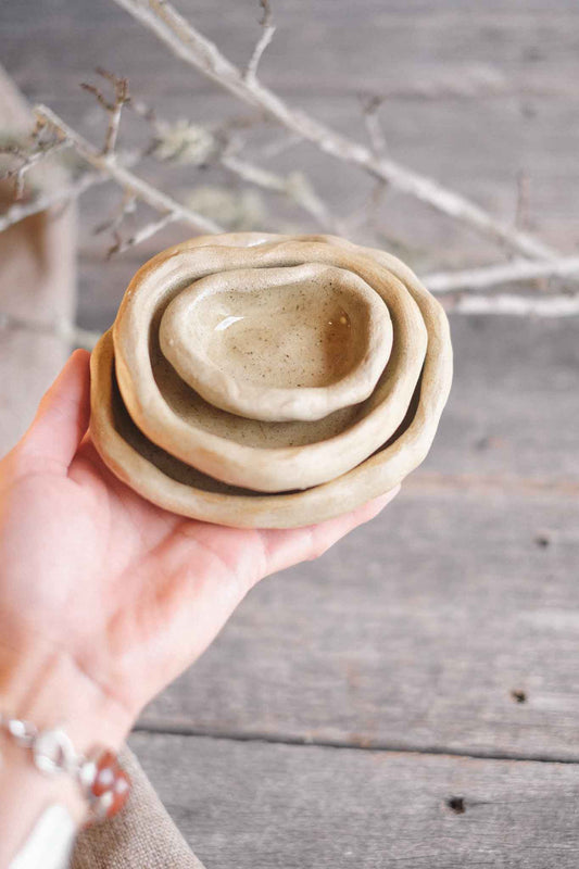 Rock Dishes – Set of 3 – Wild Clay, Clear Glaze