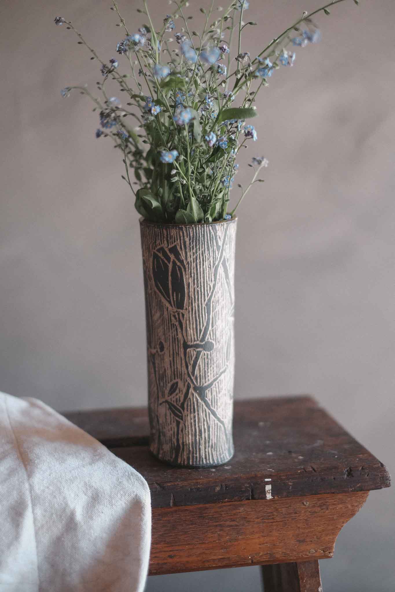 Carved Bird & Floral Vase | Large — in collaboration with Jane Chapman