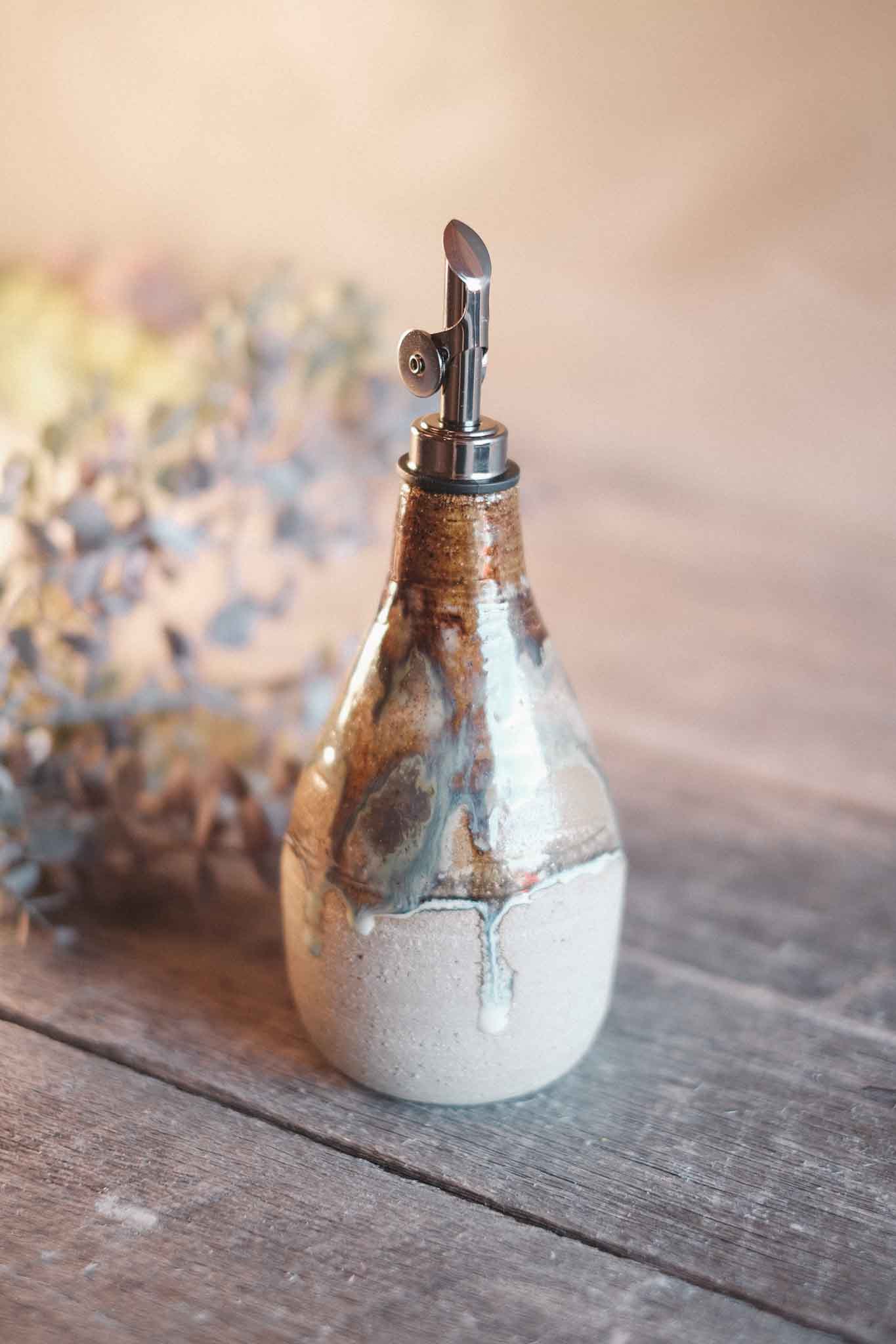 Wild Clay Oil Cruet/ Pourer– Handcrafted Elegance — Opal