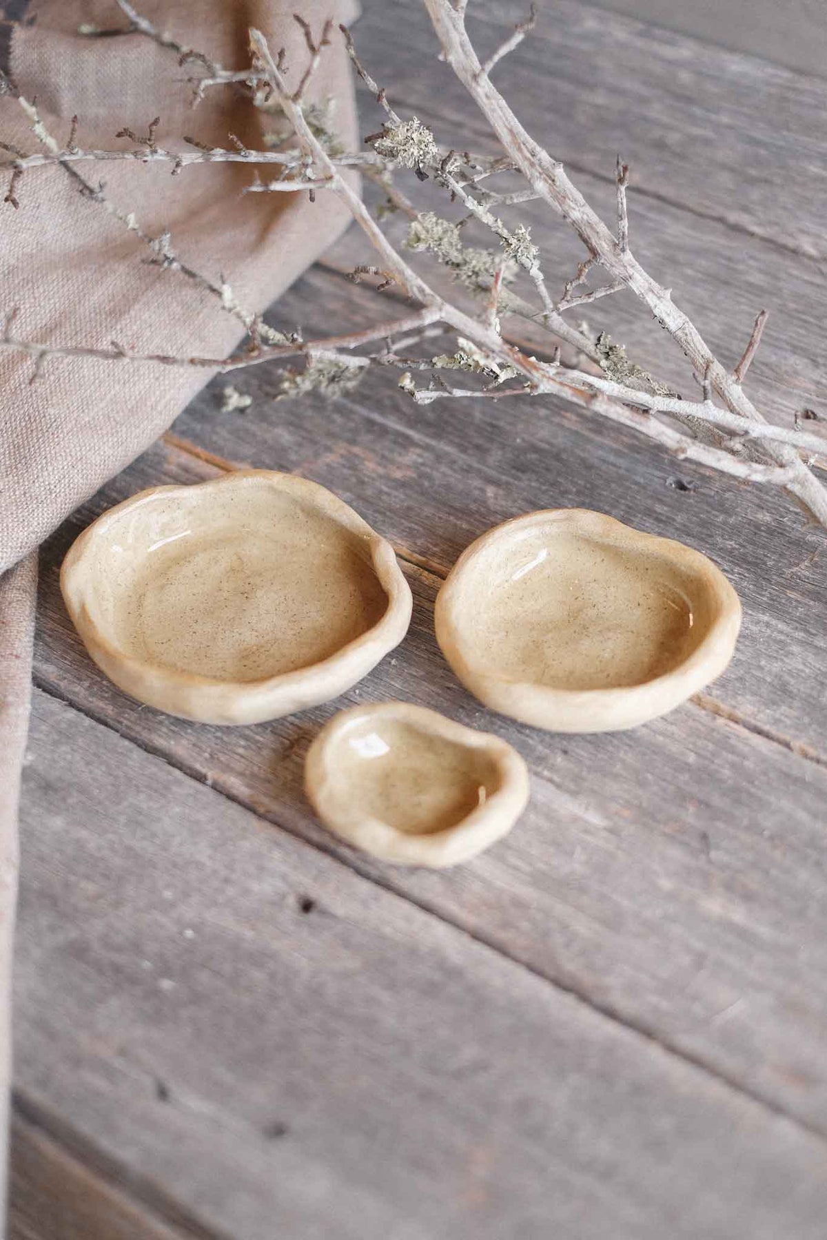 Rock Dishes – Set of 3 – Wild Clay, Clear Glaze