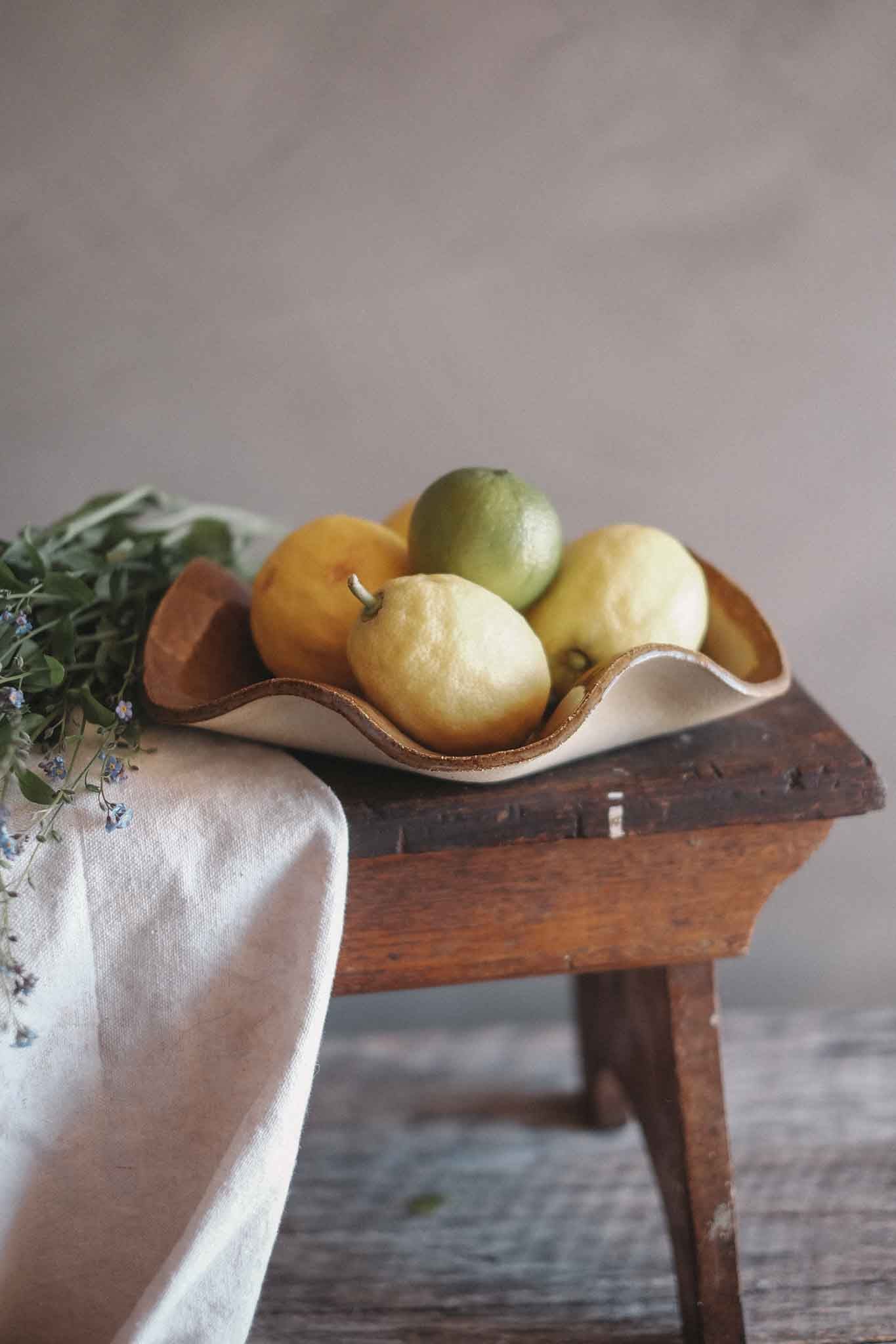 Raw Earth Ruffle Bowl | Medium | Sundown