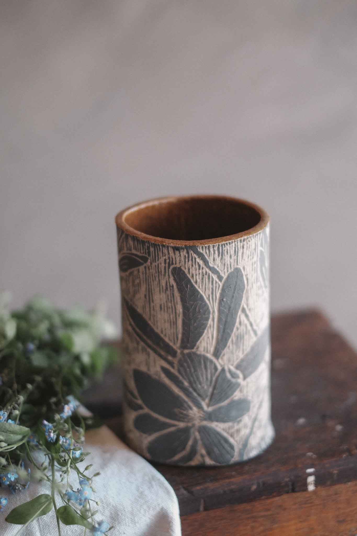 Carved Bird & Floral Vase | Medium — in collaboration with Jane Chapman