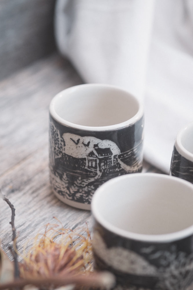 Carved Coastal Scene Latte Cup