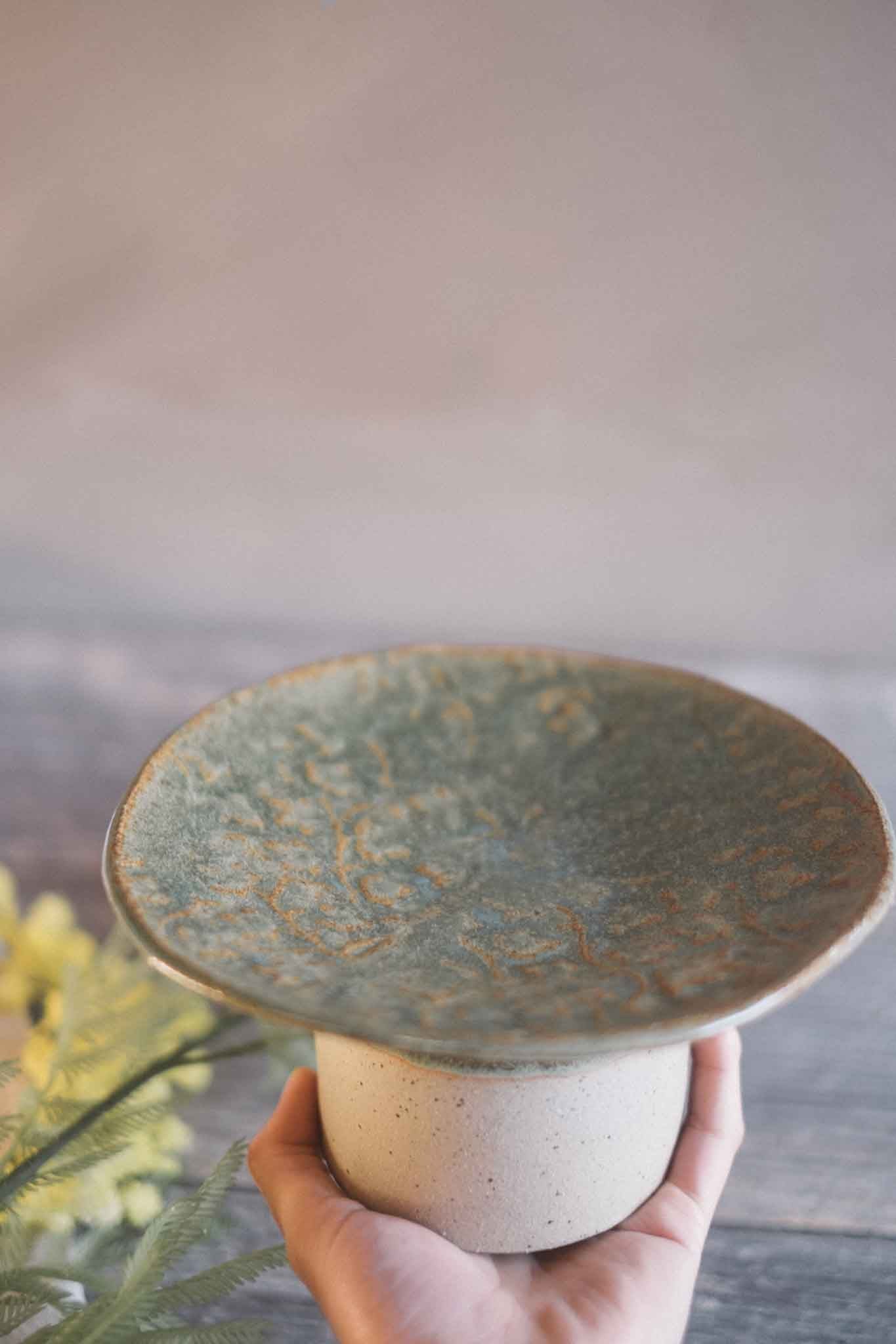 Sage Pedestal Serving Plate