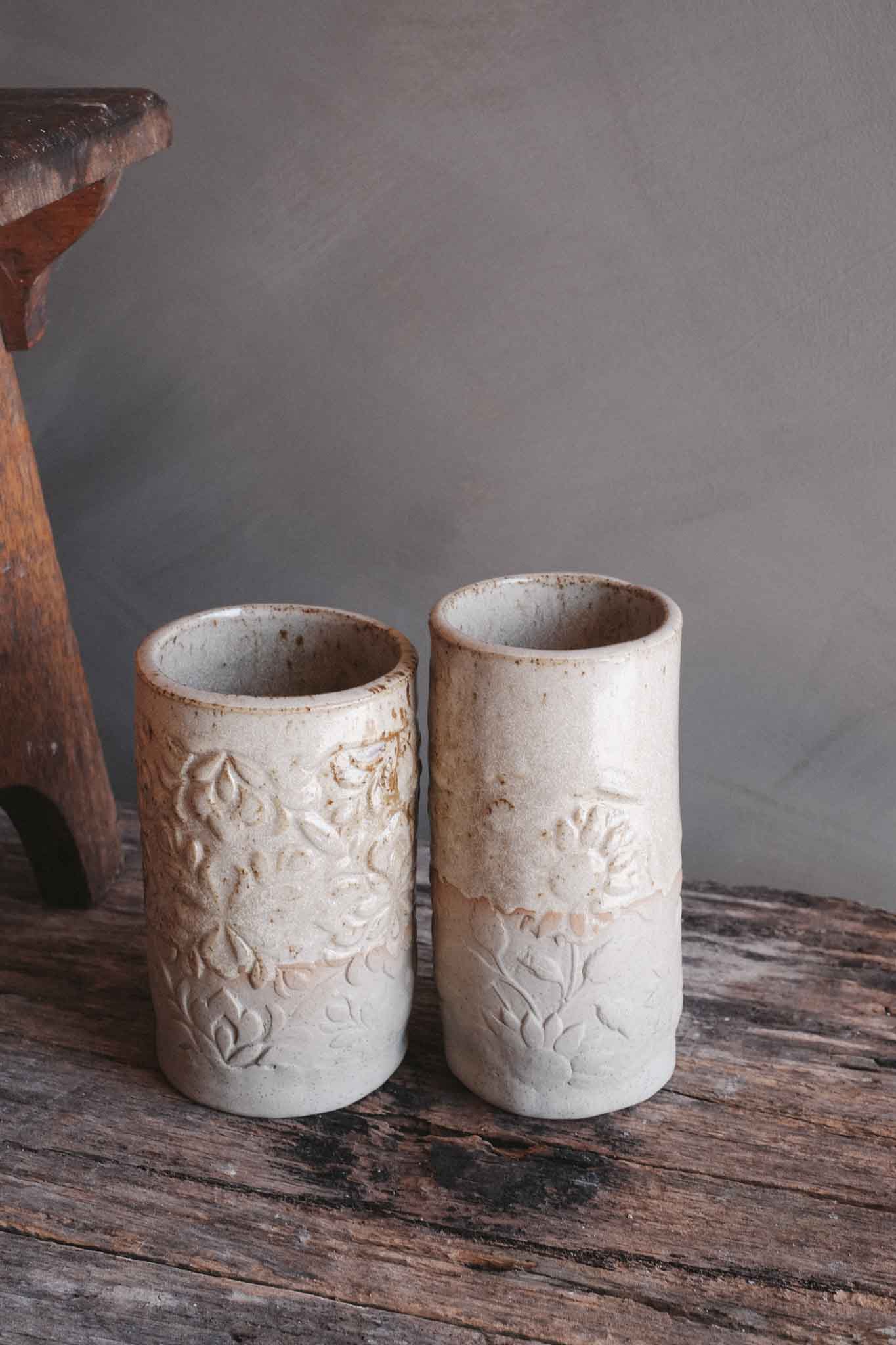 Floral Imprint Slab-Built Vase 2