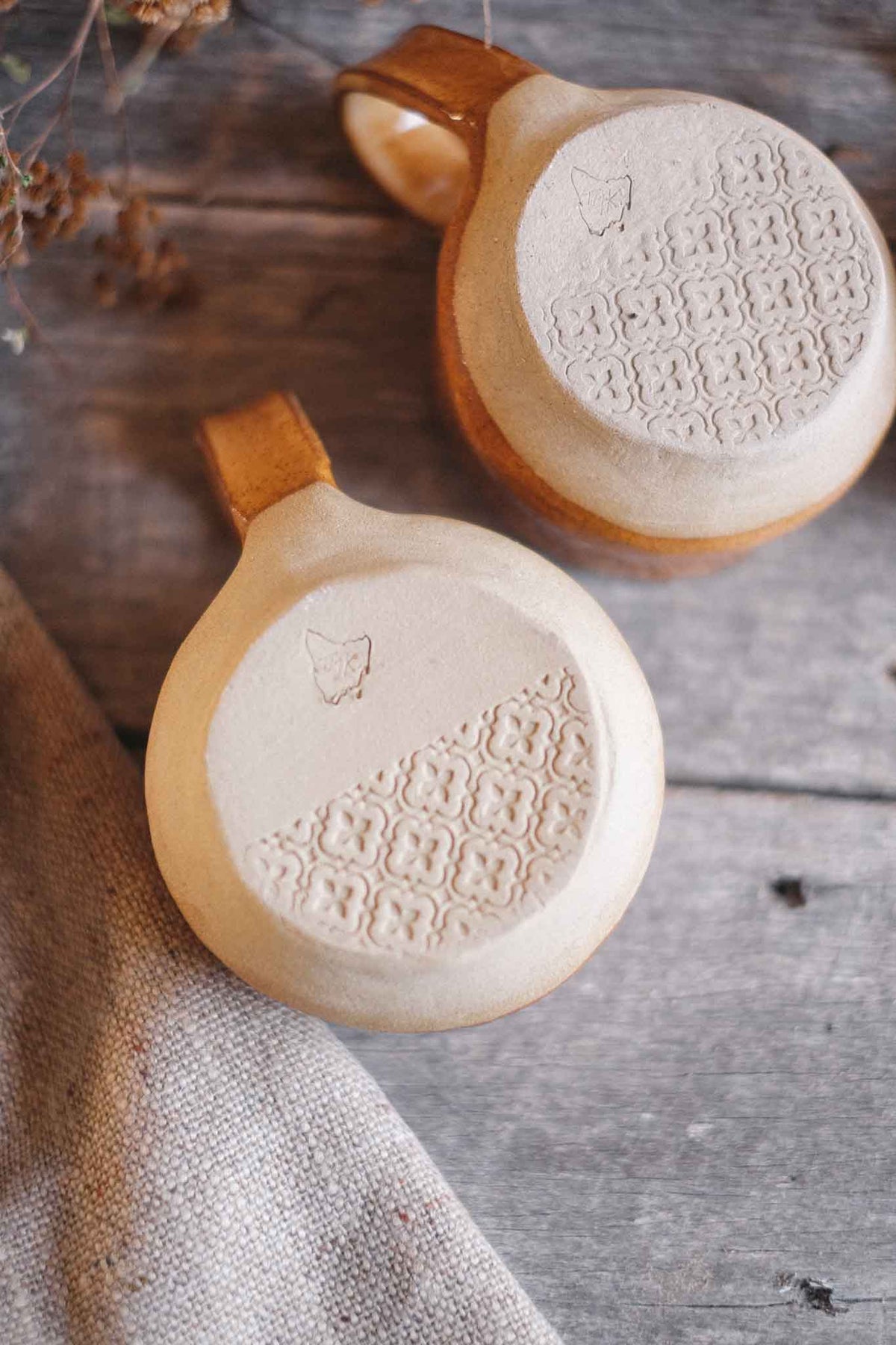 Handbuilt Ceramic Cup — Lichen Pattern — 250ml